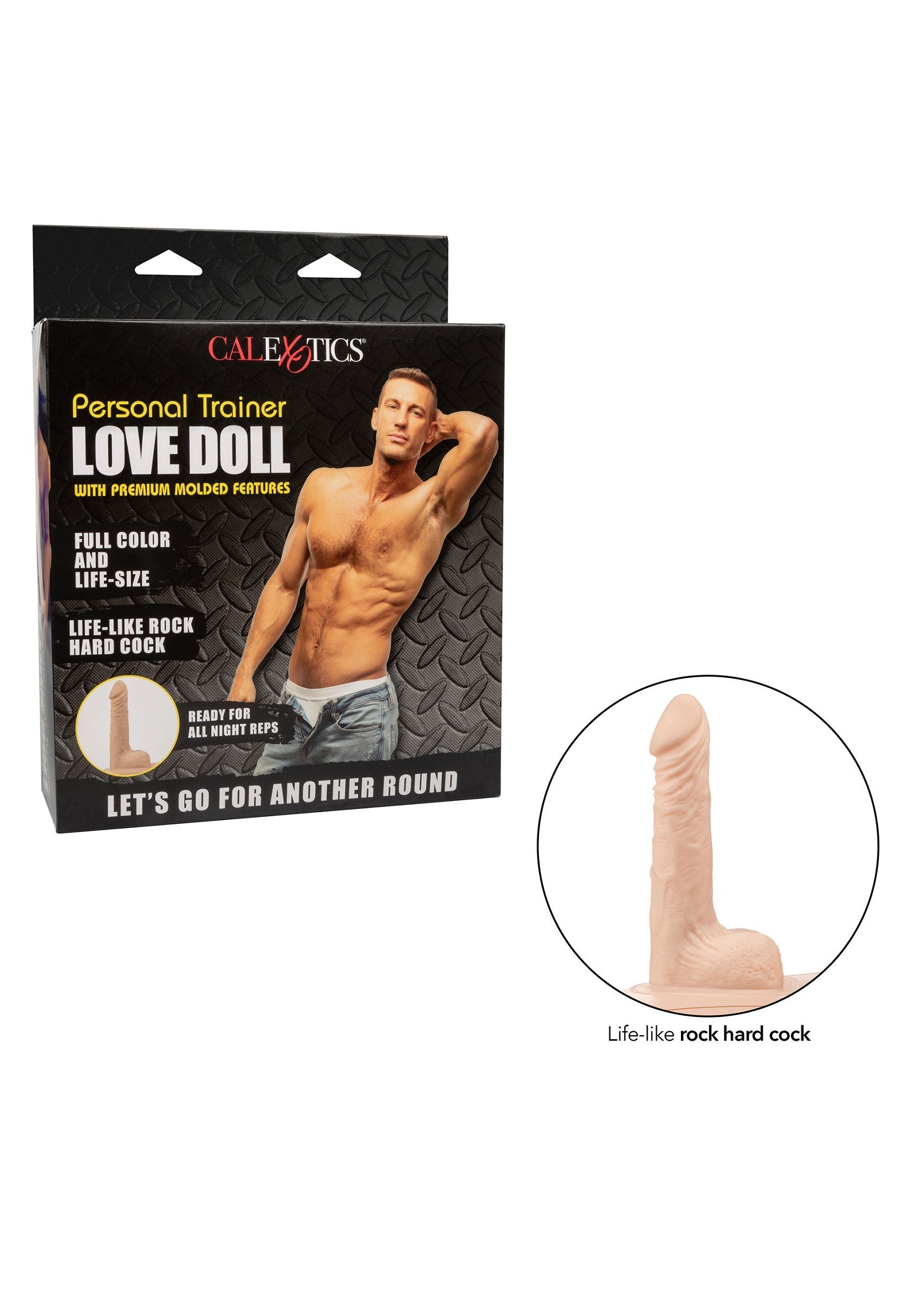 Poupée d'amour Personal Trainer CalExotics réaliste. Jouet pour adultes de qualité supérieure pour des nuits coquines.; CalExotics Personal Trainer Love Doll levensechte seksspeeltje. Hoogwaardig volwassenenspeelgoed voor ondeugende nachten.; CalExotics Personal Trainer Love Doll lifelike sex toy. Premium adult toy for naughty nights.