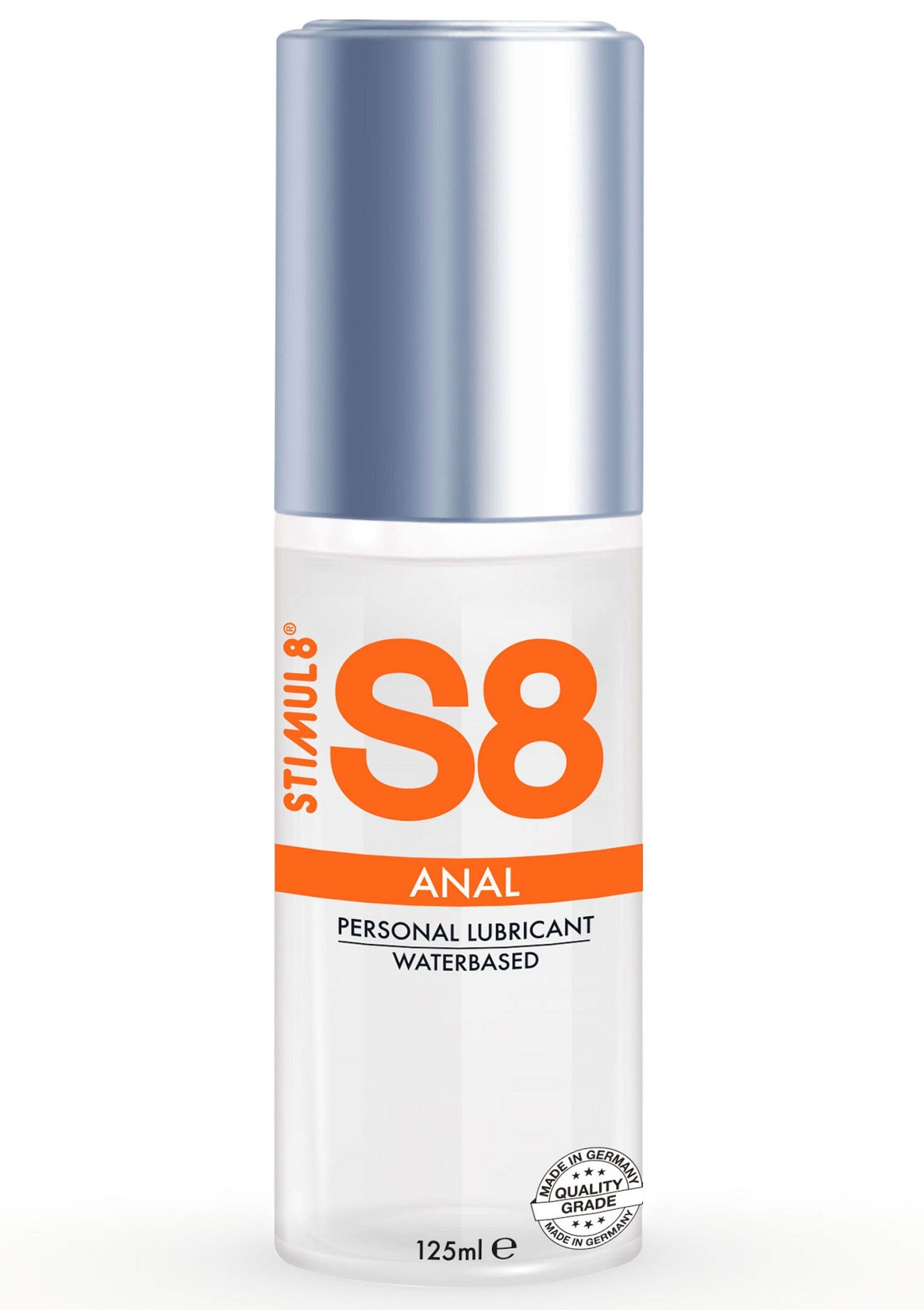 Lubrifiant intime S8 Anal à base d'eau pour un confort maximal. 125ml.; S8 Anal glijmiddel op waterbasis voor maximaal comfort. 125ml.; S8 Anal water-based personal lubricant for maximum comfort. 125ml.