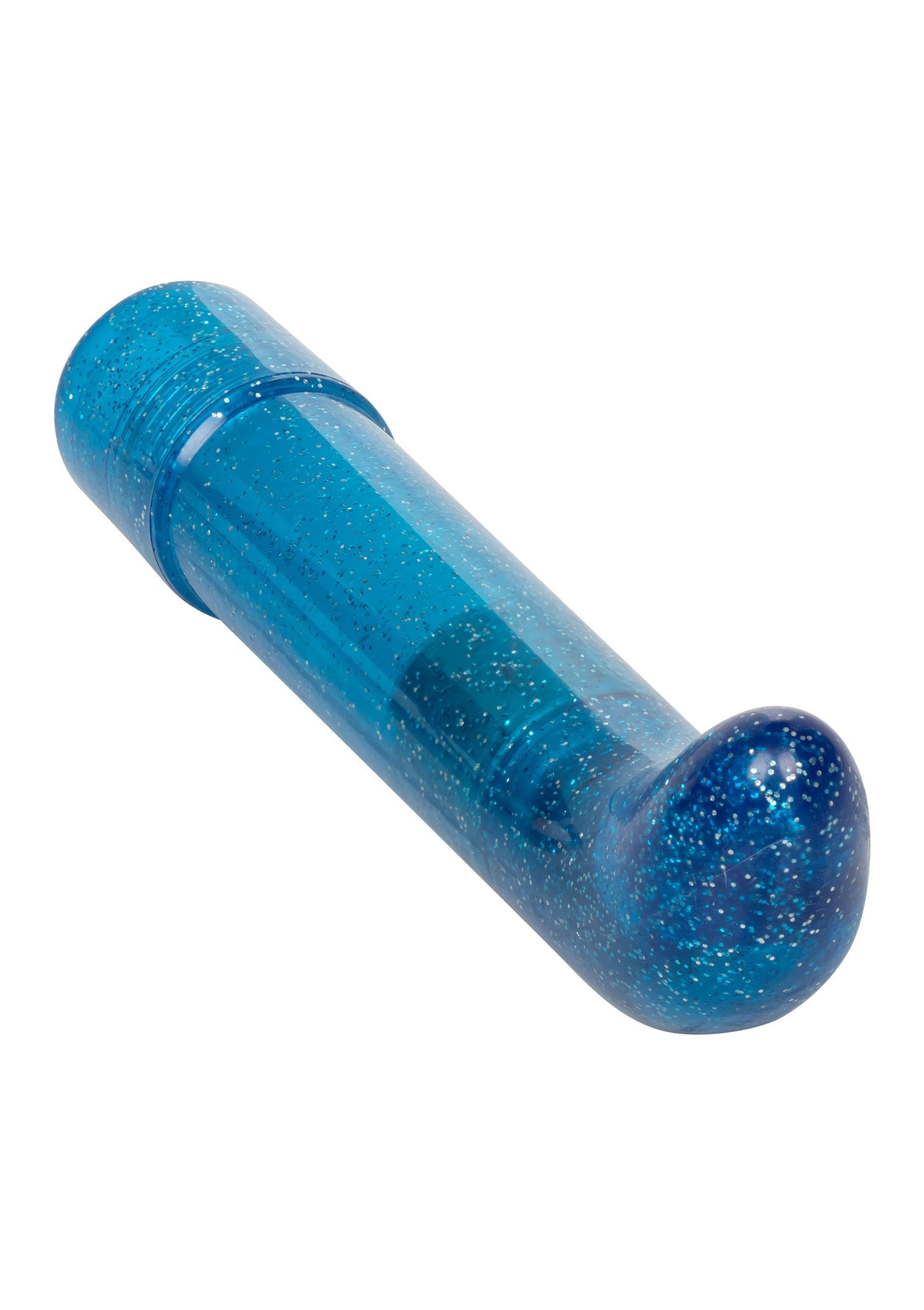 Vibromasseur point G bleu scintillant pour une stimulation intense.; Glitter blauwe G-spot vibrator voor intense stimulatie.; Glitter blue G-spot vibrator for intense stimulation.