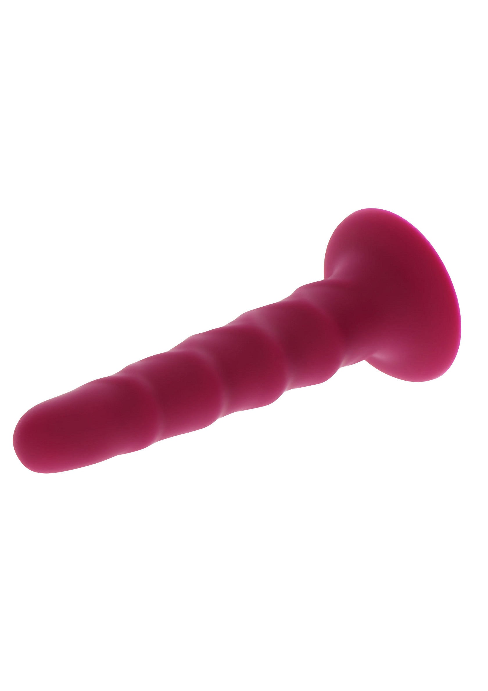 Plug anal en silicone rose avec des anneaux pour une stimulation accrue.; Roze siliconen anale plug met ringen voor extra stimulatie.; Pink silicone anal plug with rings for enhanced stimulation.
