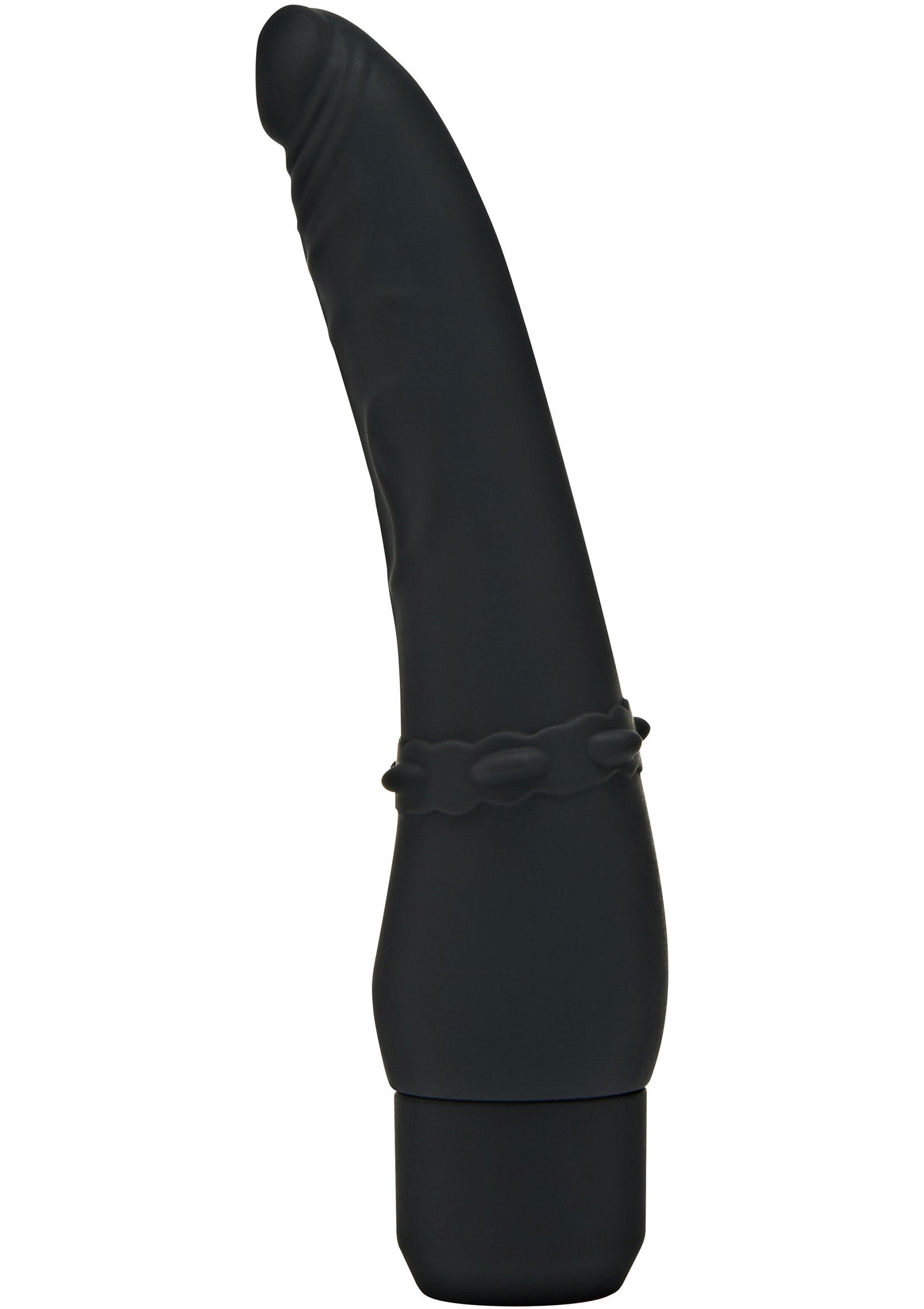 Vibromasseur noir élégant avec anneau texturé pour un plaisir intense. Découvrez nos sextoys de qualité !; Elegante zwarte vibrator met getextureerde ring voor intens genot. Ontdek onze kwaliteitsvolle seksspeeltjes!; Sleek black vibrator with textured ring for intense pleasure. Discover our quality sex toys today!