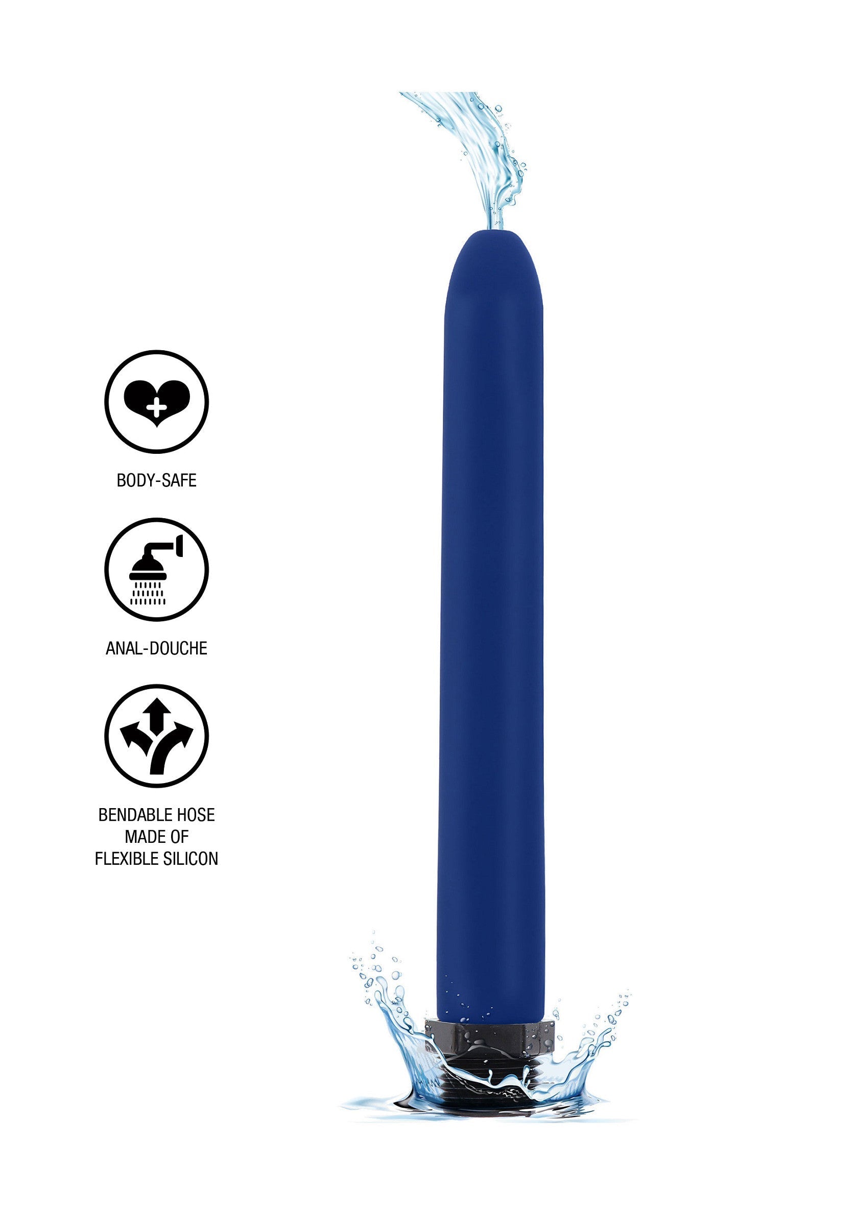 Douche anale bleue, souple et facile à utiliser. Nettoyage en douceur pour une hygiène parfaite.; Blauwe anale douche, flexibel en gemakkelijk te gebruiken. Zachte reiniging voor perfecte hygiëne.; Blue anal douche, flexible and easy to use. Gentle cleansing for perfect hygiene.