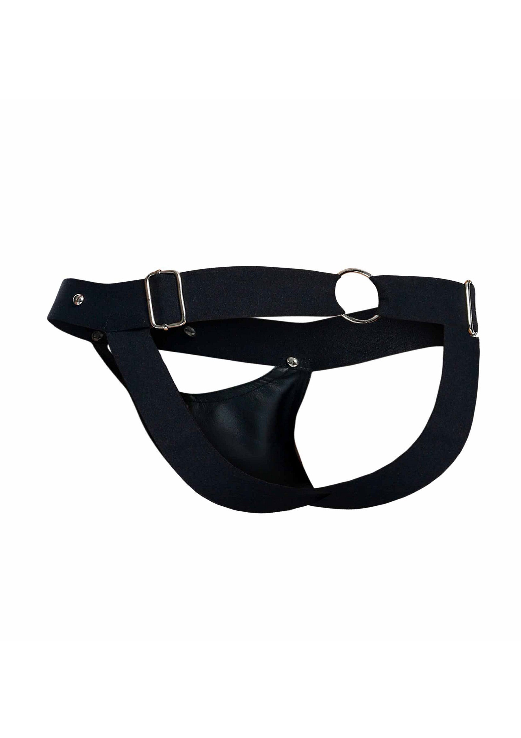Jockstrap noir classique avec ceinture réglable. Confort et maintien assurés.; Klassieke zwarte jockstrap met verstelbare tailleband. Comfort en ondersteuning gegarandeerd.; Classic black jockstrap with adjustable waistband. Comfort and support guaranteed.