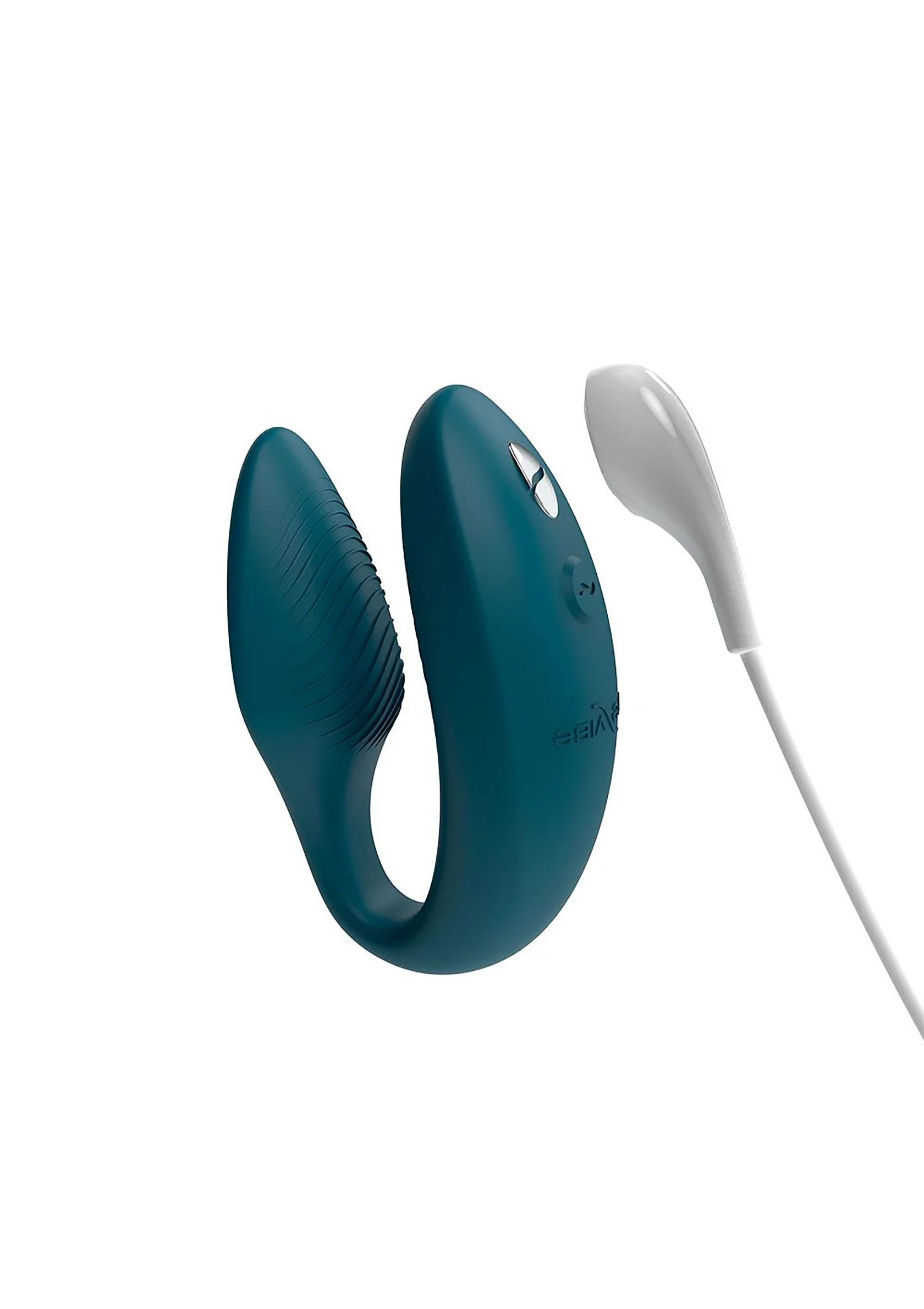 Vibromasseur double stimulation bleu avec chargeur pour plaisir intense. Découvrez des sensations uniques!; Blauwe dubbele stimulator met oplader voor intens genot. Ontdek unieke sensaties!; Blue dual stimulation vibrator with charger for intense pleasure. Discover unique sensations!
