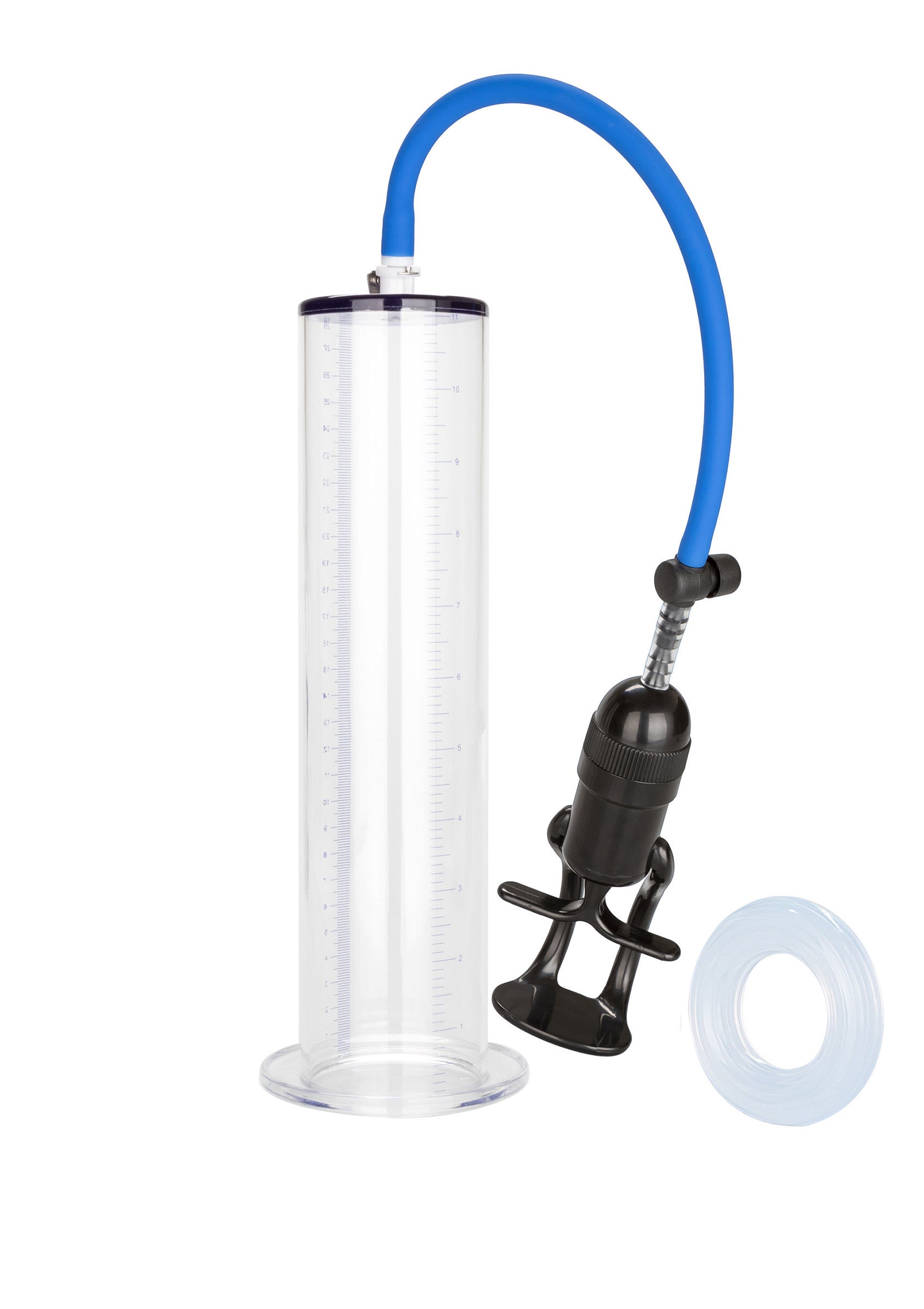 Cylindre transparent avec manomètre et anneau de confort, idéal pour les hommes.; Transparante cilinder met manometer en comfortring, ideaal voor mannen.; Clear cylinder with gauge and comfort ring, great for men.