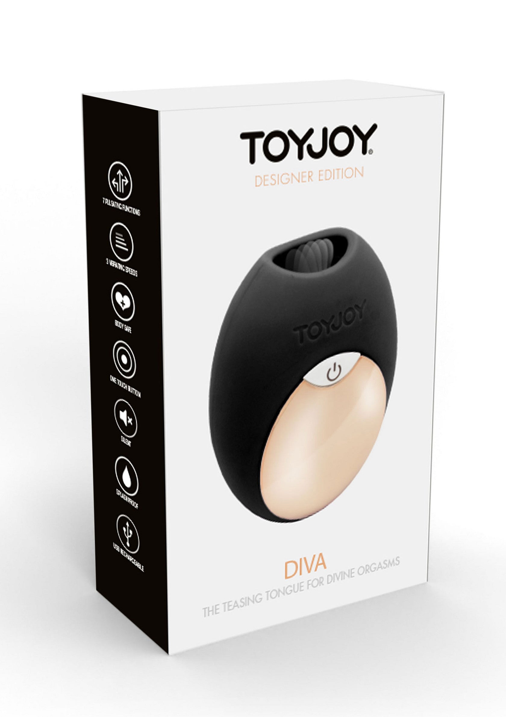 Présentation de ToyJoy Diva : un plaisir luxueux pour des orgasmes divins. Édition design, vibrations puissantes.; Maak kennis met ToyJoy Diva: luxueus genot voor goddelijke orgasmes. Design Edition, krachtige vibraties.; Introducing ToyJoy Diva: luxurious pleasure for divine orgasms. Designer Edition, powerful vibrations.
