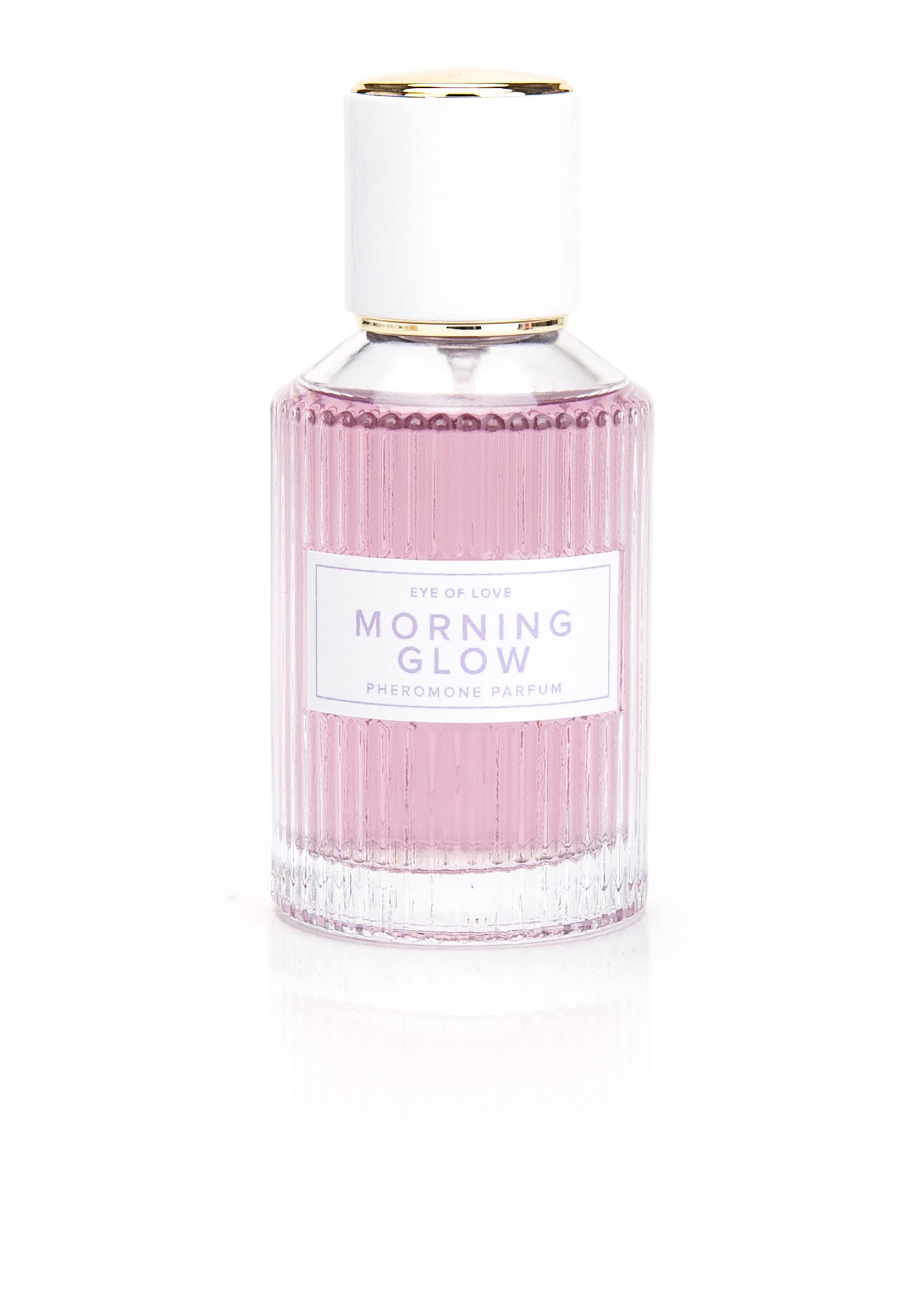Parfum 'Morning Glow' Eye of Love. Un parfum subtil et séduisant pour une touche de glamour au quotidien.; Eye of Love 'Morning Glow' parfum. Een subtiele, verleidelijke geur voor een vleugje glamour in het dagelijks leven.; Eye of Love 'Morning Glow' perfume. A subtle, seductive scent for a touch of everyday glamour.