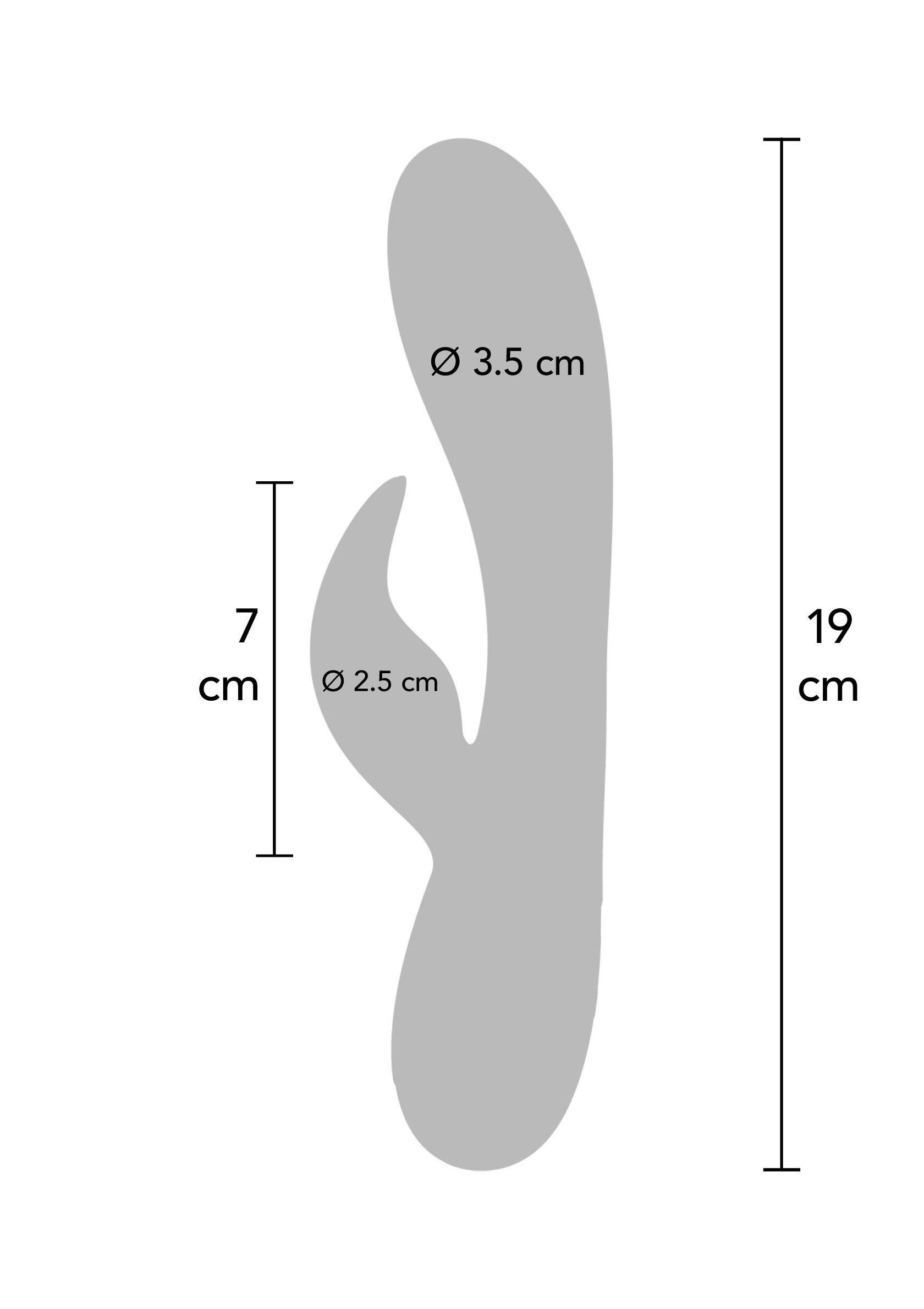 Image des dimensions d'un sextoy : 19 cm de long, 7 cm de haut et diamètre de 2,5 à 3,5 cm.; Afbeelding van de afmetingen van seksspeeltje: 19 cm lang, 7 cm hoog en diameter van 2,5 tot 3,5 cm.; Image of sex toy dimensions: 19 cm long, 7 cm high, and diameter from 2.5 to 3.5 cm.