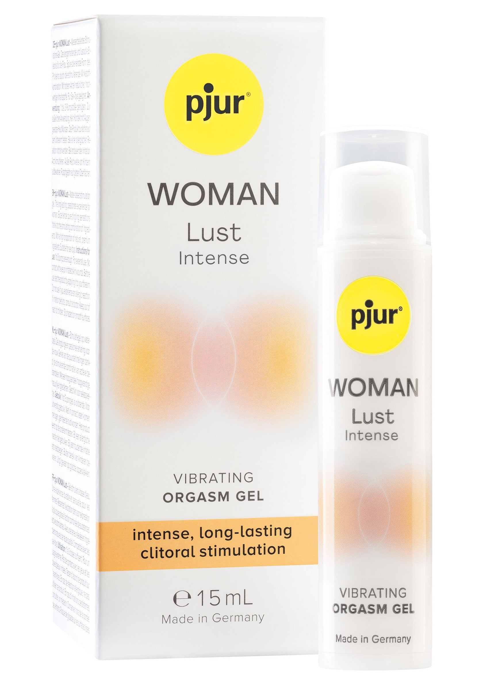 Gel orgasmique vibrant Pjur Woman Lust Intense pour une stimulation clitoridienne intense et durable. 15ml.; Pjur Woman Lust Intense Vibrating Orgasmic Gel voor intense, langdurige clitorale stimulatie. 15ml.; Pjur Woman Lust Intense Vibrating Orgasm Gel for intense, long-lasting clitoral stimulation. 15ml.