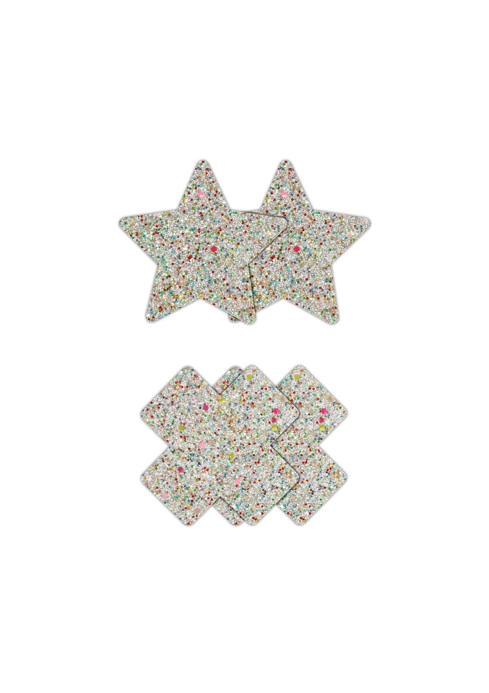 Ensemble de 2 sous-verres étoiles et 4 sous-verres carrés à motifs floraux.; Set van 2 ster-onderzetters en 4 vierkante onderzetters met bloemmotief.; Set of 2 star coasters and 4 square coasters with floral design.