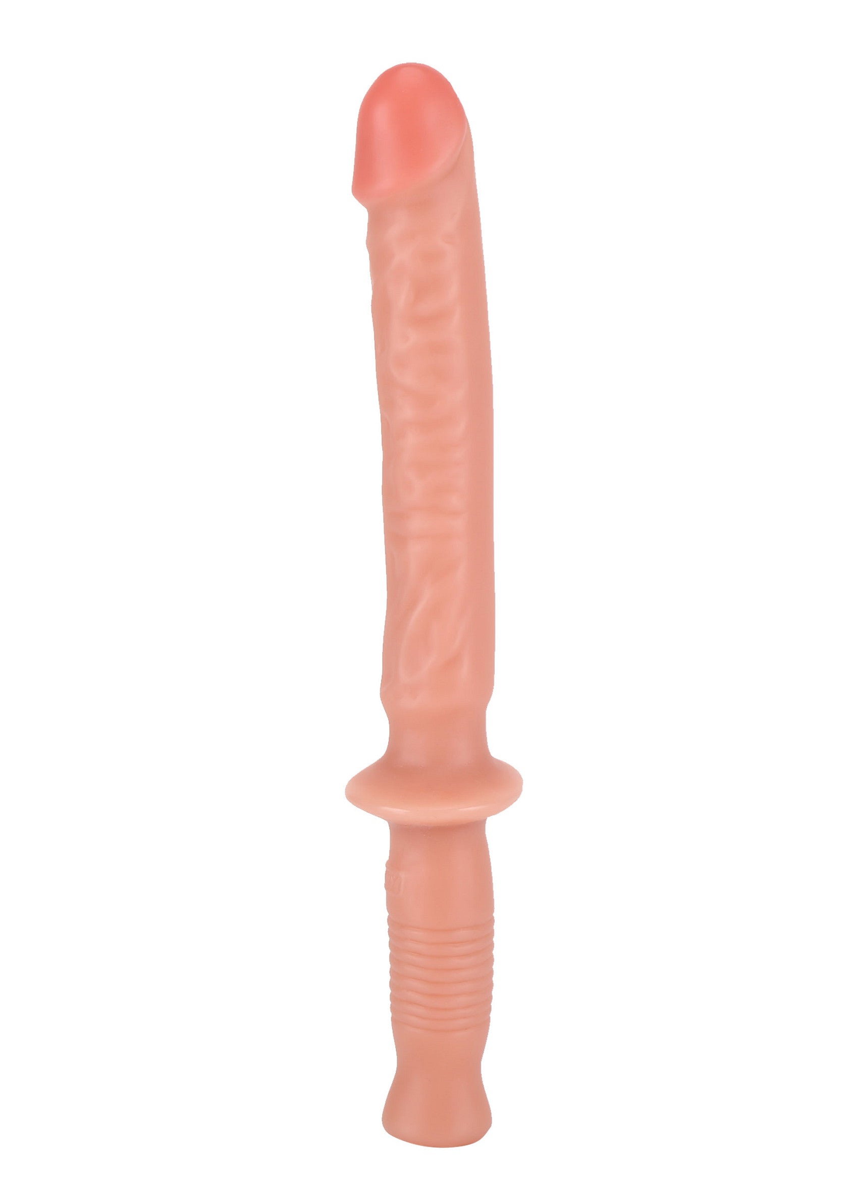Gode rose réaliste avec une poignée pour une prise en main facile.; Roze realistische dildo met een handvat voor een gemakkelijke grip.; Pink realistic dildo with a handle for an easy grip.