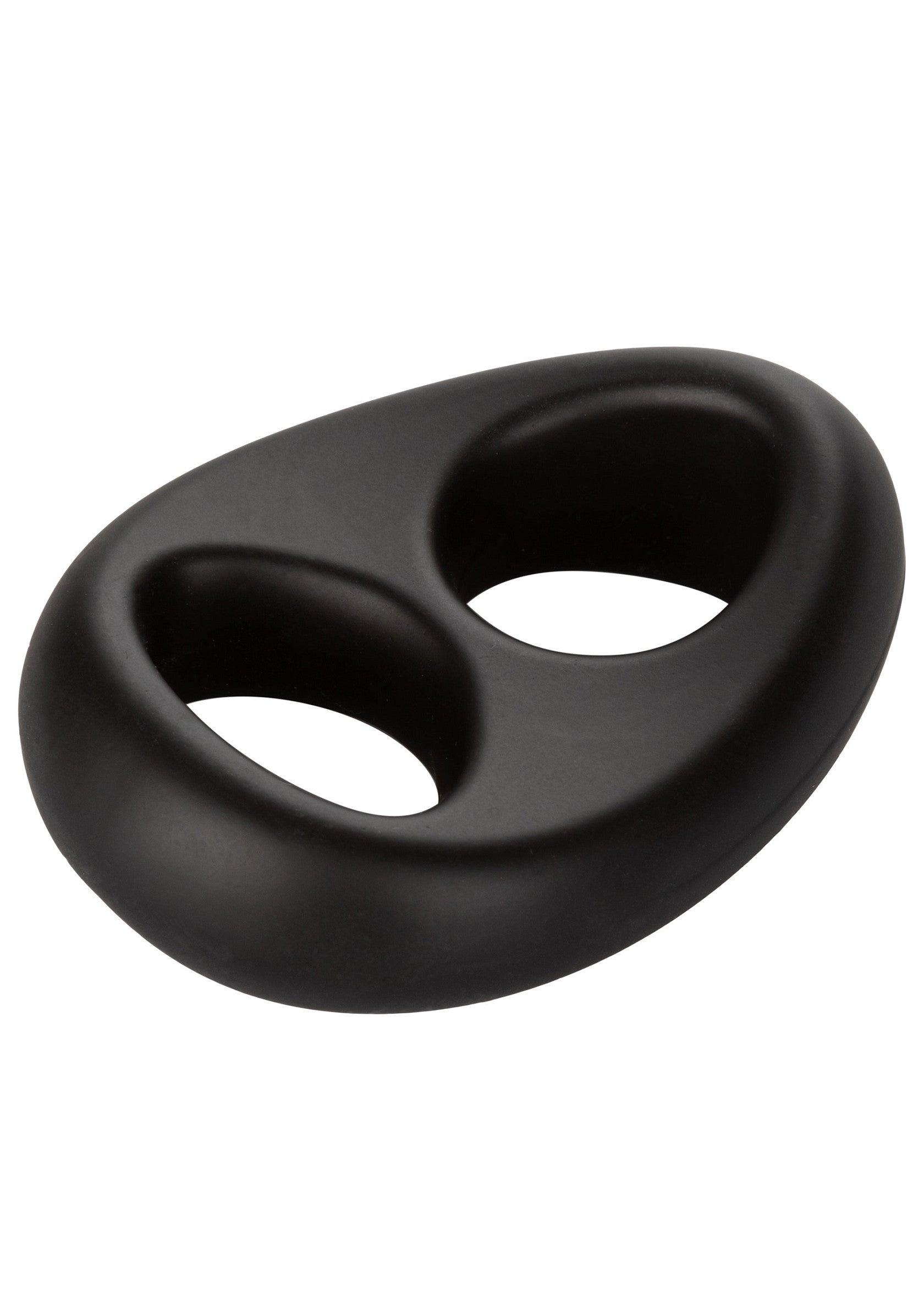 Anneau pénien double en silicone noir pour plus de plaisir et d'endurance.; Zwarte siliconen dubbele penisring voor meer plezier en uithoudingsvermogen.; Black silicone double cock ring for enhanced pleasure and endurance.