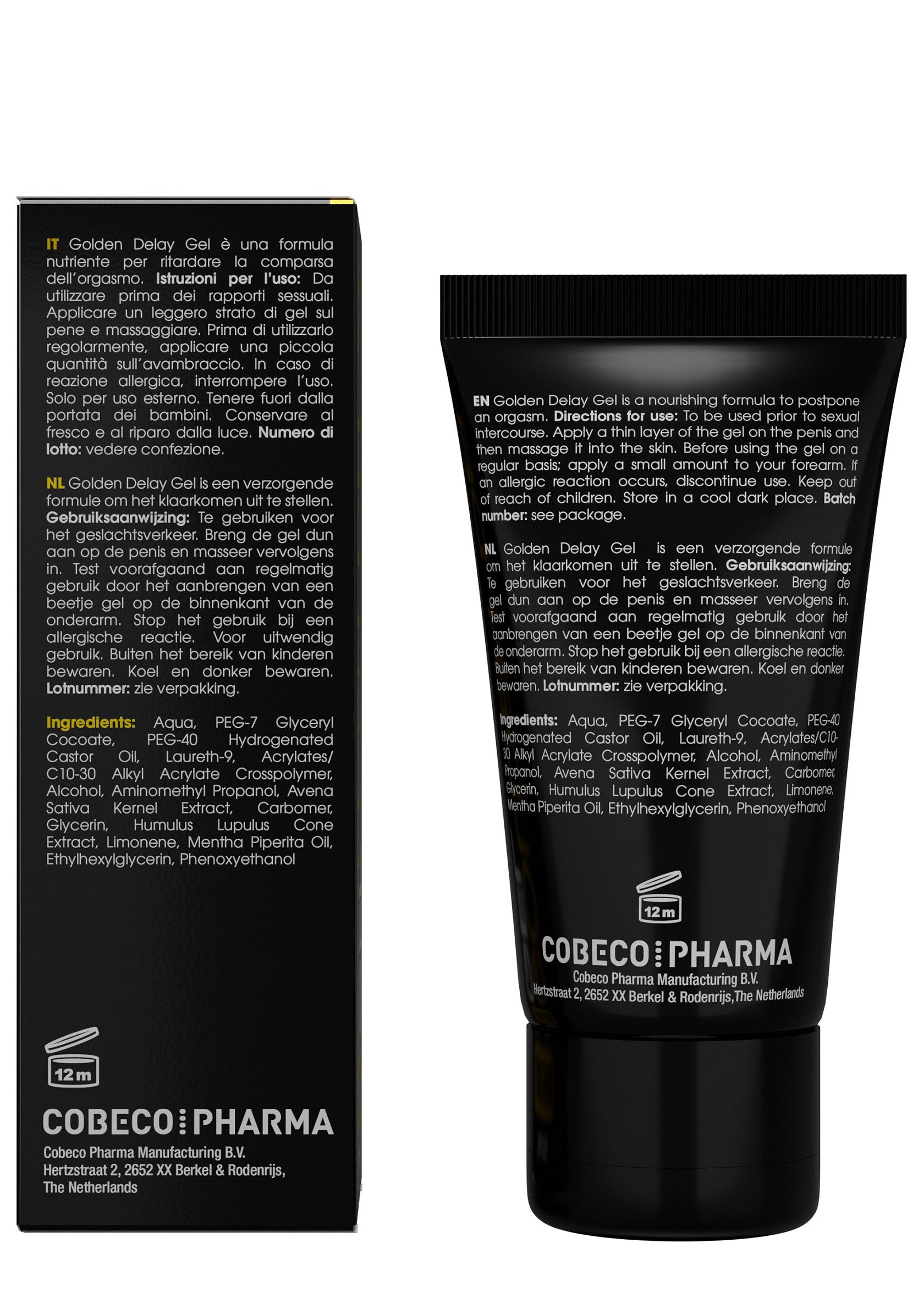 Gel retardateur Cobeco Pharma : pour le plaisir ! Appliquez une fine couche. Pour usage externe uniquement. Discrétion assurée.; Cobeco Pharma Delay Gel: voor meer plezier! Breng een dun laagje aan. Alleen voor uitwendig gebruik. Discrete verzending.; Cobeco Pharma Delay Gel: Enhance pleasure! Apply a thin layer. For external use only. Discreet shipping. Shop now!