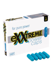 Exxtreme Power Caps : pour une énergie intense. Boîte de 5 gélules.; Exxtreme Power Caps: voor pure energie. Verpakking van 5 capsules.; Exxtreme Power Caps: for pure power. Box of 5 capsules.