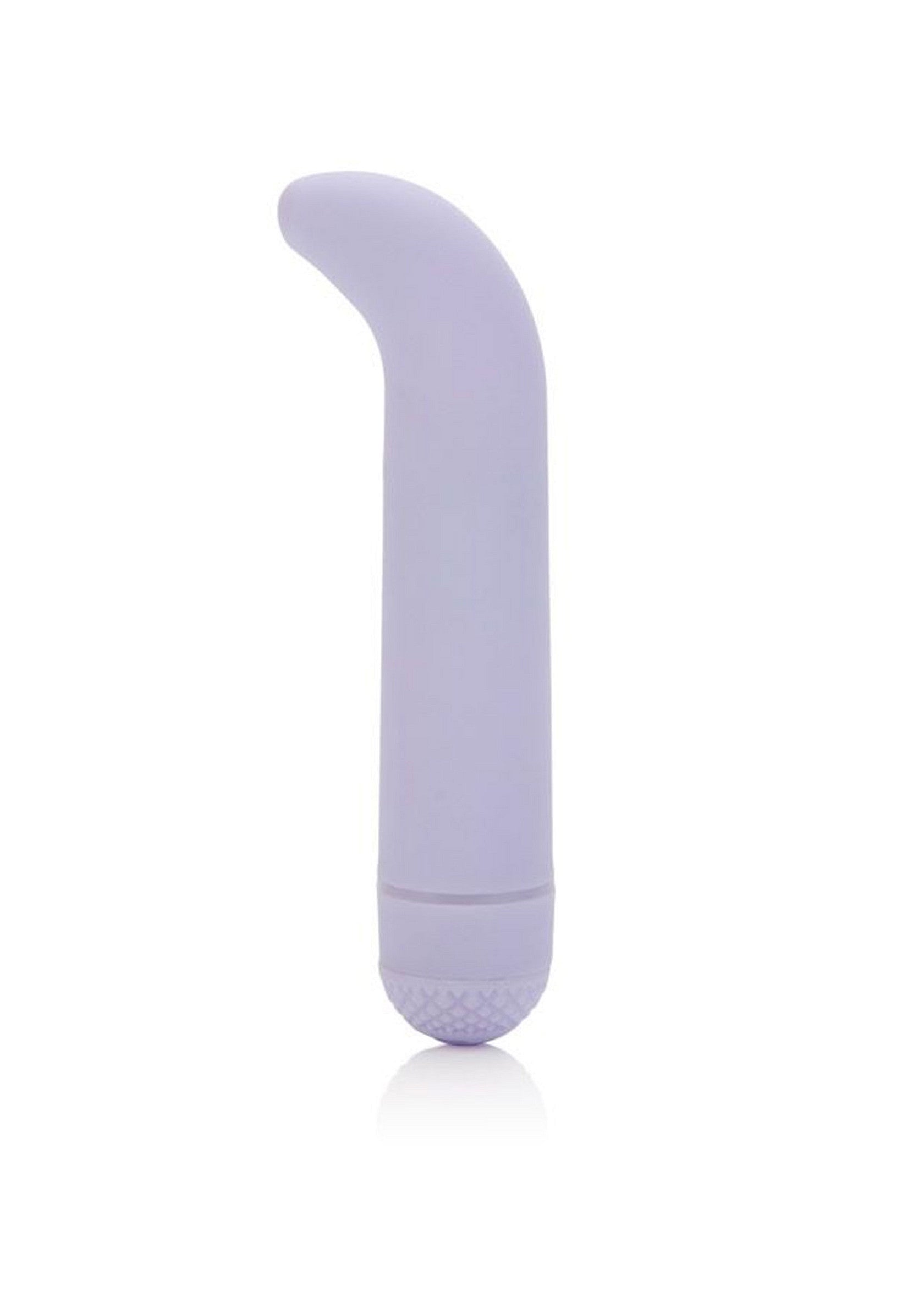 Vibromasseur incurvé lilas pour un plaisir ciblé et intense. Compact et facile à utiliser.; Lila gebogen vibrator voor gerichte en intense sensaties. Compact en makkelijk in gebruik.; Lilac curved vibrator for targeted, intense pleasure. Compact & easy to use.