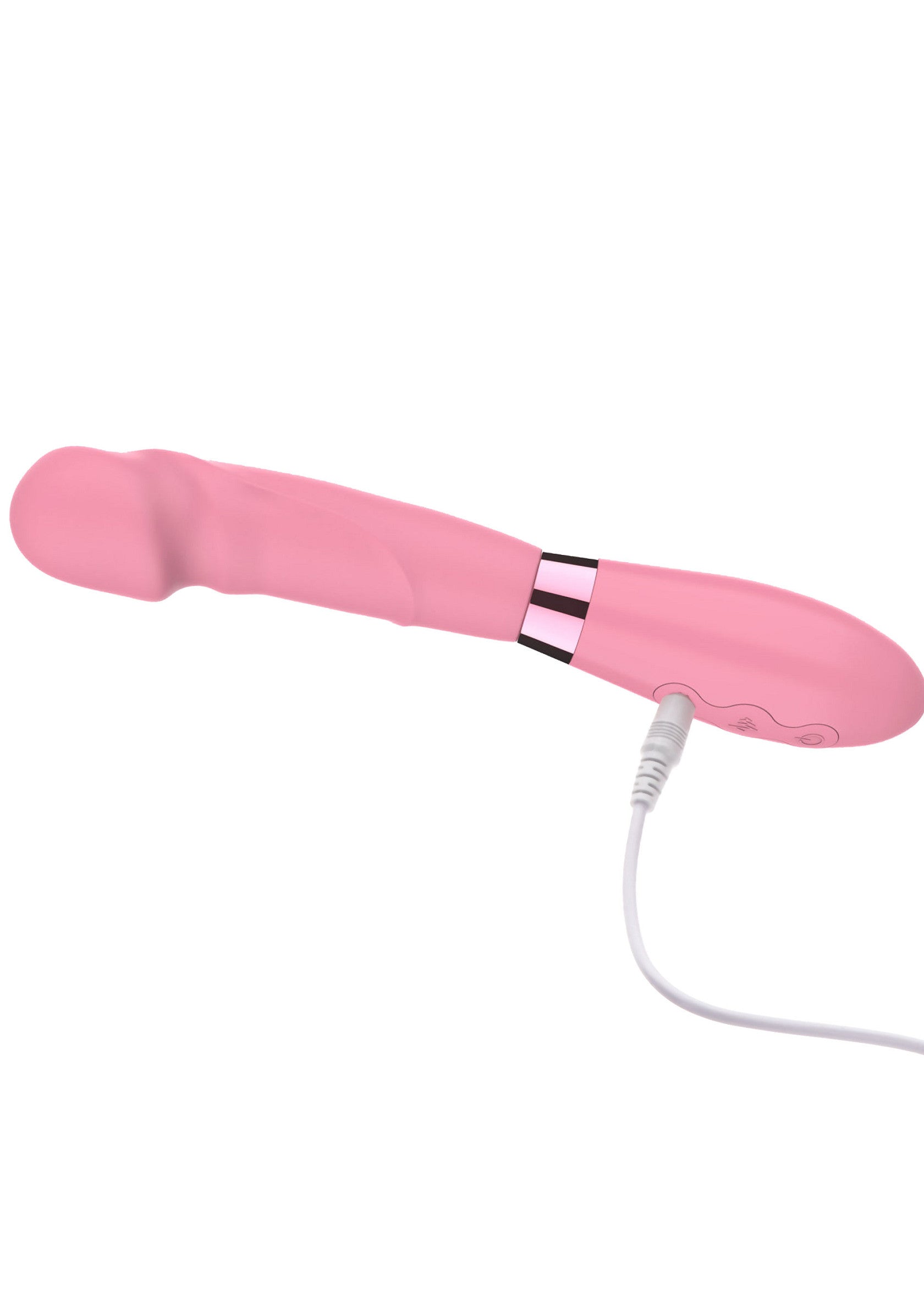 Vibromasseur rose rechargeable pour le plaisir intime.; Oplaadbare roze vibrator voor intiem plezier.; Rechargeable pink vibrator for intimate pleasure.