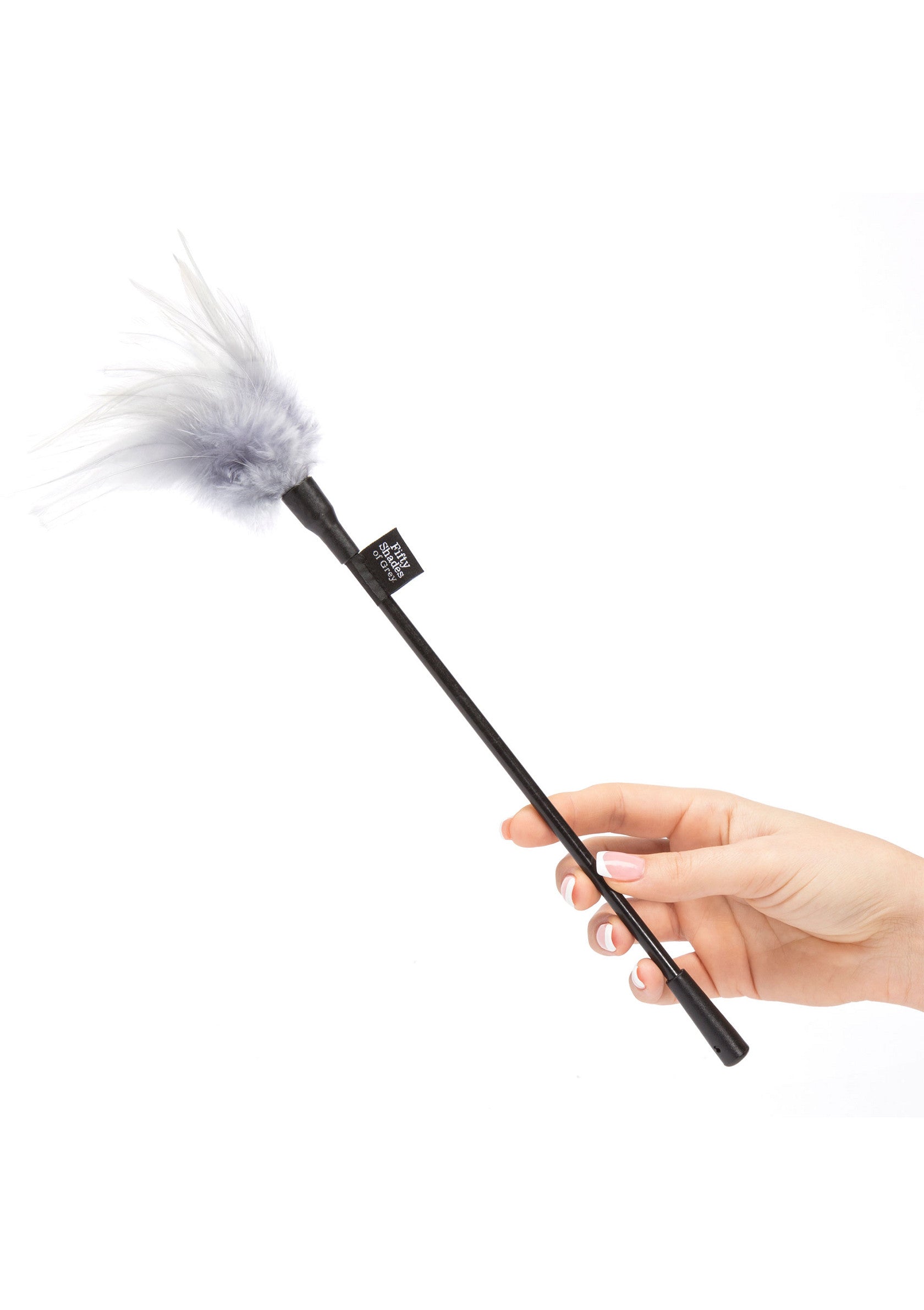 Plumeau de chatouillement avec des plumes douces pour un jeu sensuel et amusant.; Kietelaar met zachte veren voor sensueel en speels plezier.; Teaser wand with soft feathers for sensual and playful fun.