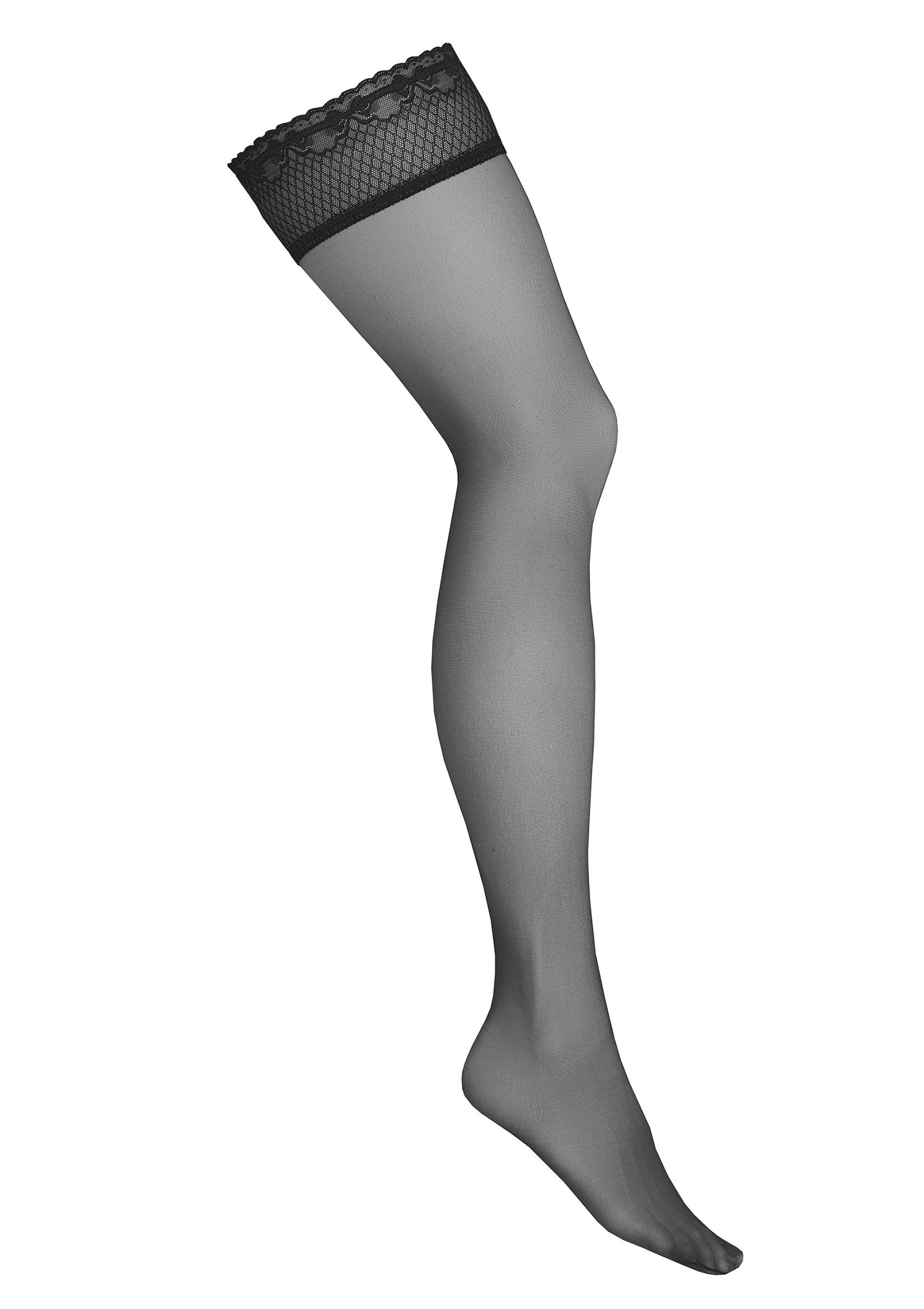Bas autofixant noirs avec dentelle élégante. Parfaits pour une touche de sophistication !; Zwarte stay-up kousen met elegant kant. Perfect voor een vleugje verfijning!; Black stay-up stockings with elegant lace. Perfect for a touch of sophistication!