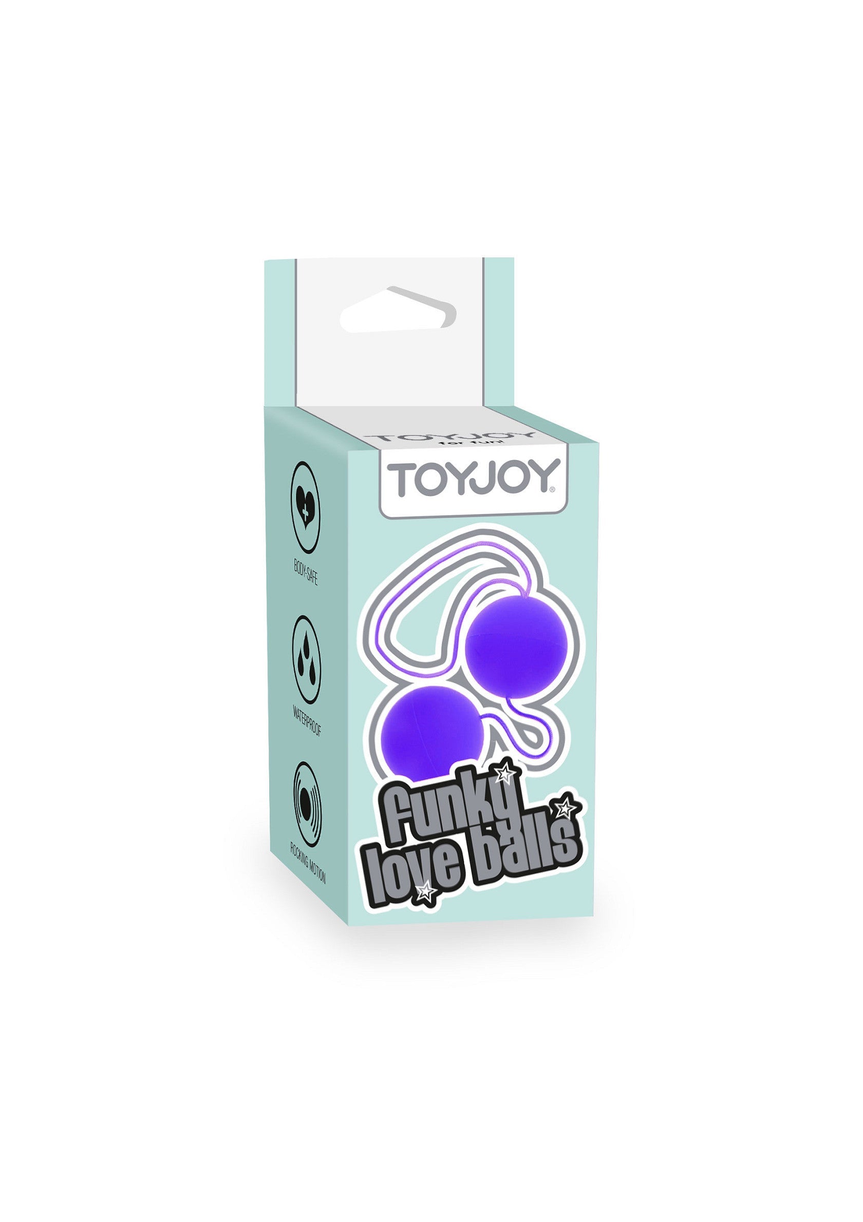 ToyJoy Funky Love Balls pour le plaisir féminin. Boules de geisha pour l'entraînement du plancher pelvien.; ToyJoy Funky Love Balls voor vrouwelijk plezier. Geishaballen voor bekkenbodemspiertraining.; ToyJoy Funky Love Balls for feminine pleasure. Geisha balls for pelvic floor muscle training.