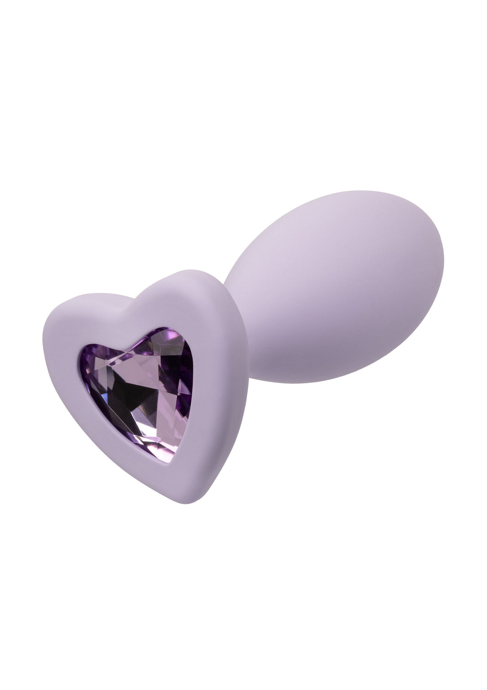 Plug anal violet doux avec cœur en cristal violet. Plaisir luxueux garanti!; Zachte paarse anaalplug met paars kristallen hart. Gegarandeerd luxueus plezier!; Soft purple butt plug with purple crystal heart. Guaranteed luxurious pleasure!