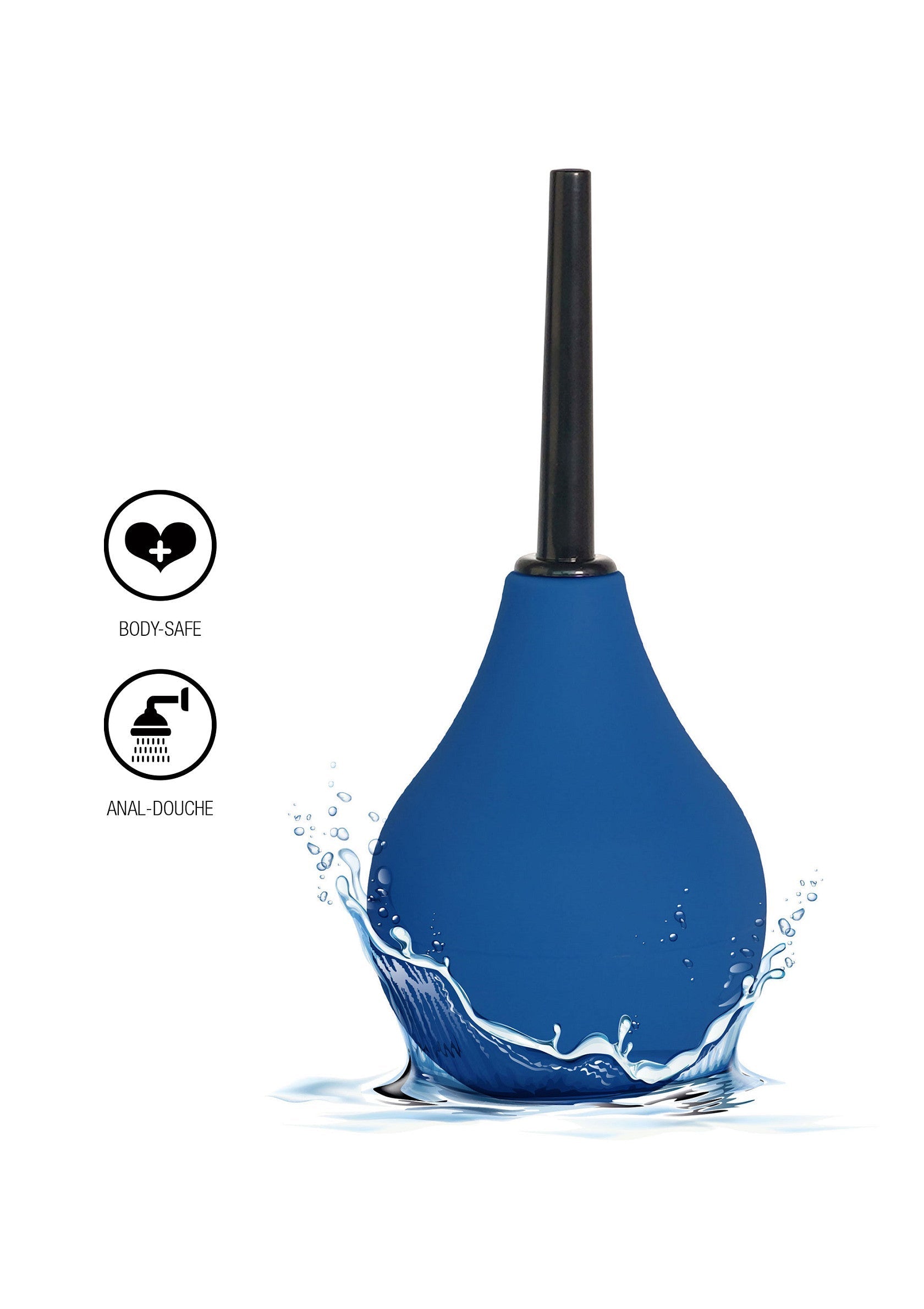 Poire à lavement bleu pour hygiène intime. Sûr pour le corps.; Blauwe klysma voor intieme hygiëne. Veilig voor het lichaam.; Blue enema bulb for intimate hygiene. Body safe.