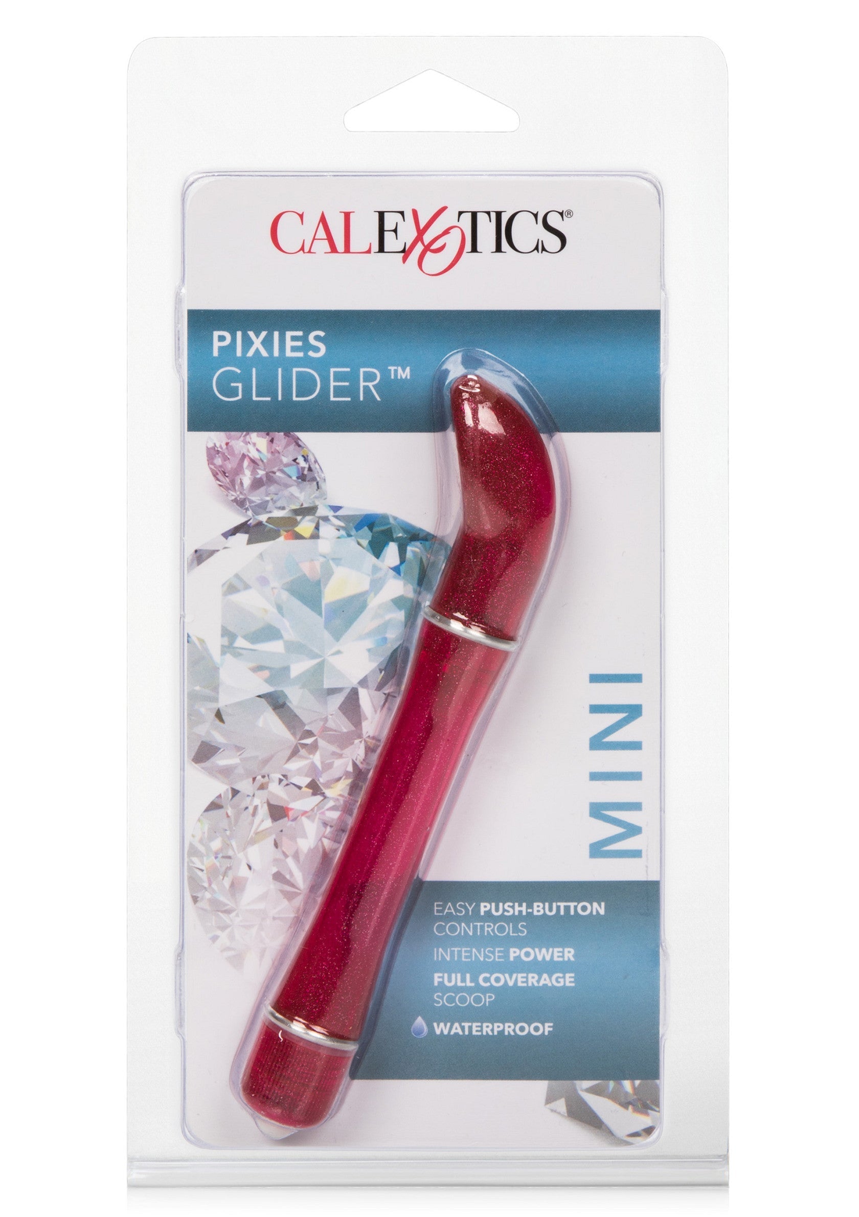 CalExotics Pixies Glider Mini : vibromasseur étanche avec commandes faciles et puissance intense pour une couverture complète.; CalExotics Pixies Glider Mini: waterdichte vibrator met eenvoudige bediening en intense kracht voor volledige dekking.; CalExotics Pixies Glider Mini: waterproof vibrator with easy controls and intense power for full coverage.