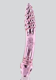 Gode en verre rose texturé pour le plaisir. Jouet intime élégant et luxueux.; Roze glazen dildo met textuur voor plezier. Stijlvol en luxueus intiem speelgoed.; Textured pink glass dildo for pleasure. Stylish and luxurious intimate toy.