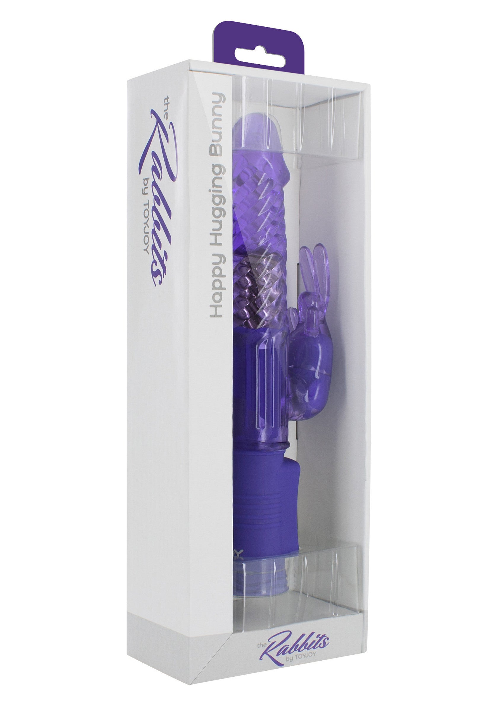 Lapin vibrant violet 'Happy Hugging Bunny' de Rabbits by Toyjoy. Plaisir intense garanti !; Paarse vibrator 'Happy Hugging Bunny' van Rabbits by Toyjoy. Gegarandeerd intens genot!; Purple 'Happy Hugging Bunny' vibrator by Rabbits by Toyjoy. Guaranteed intense pleasure!