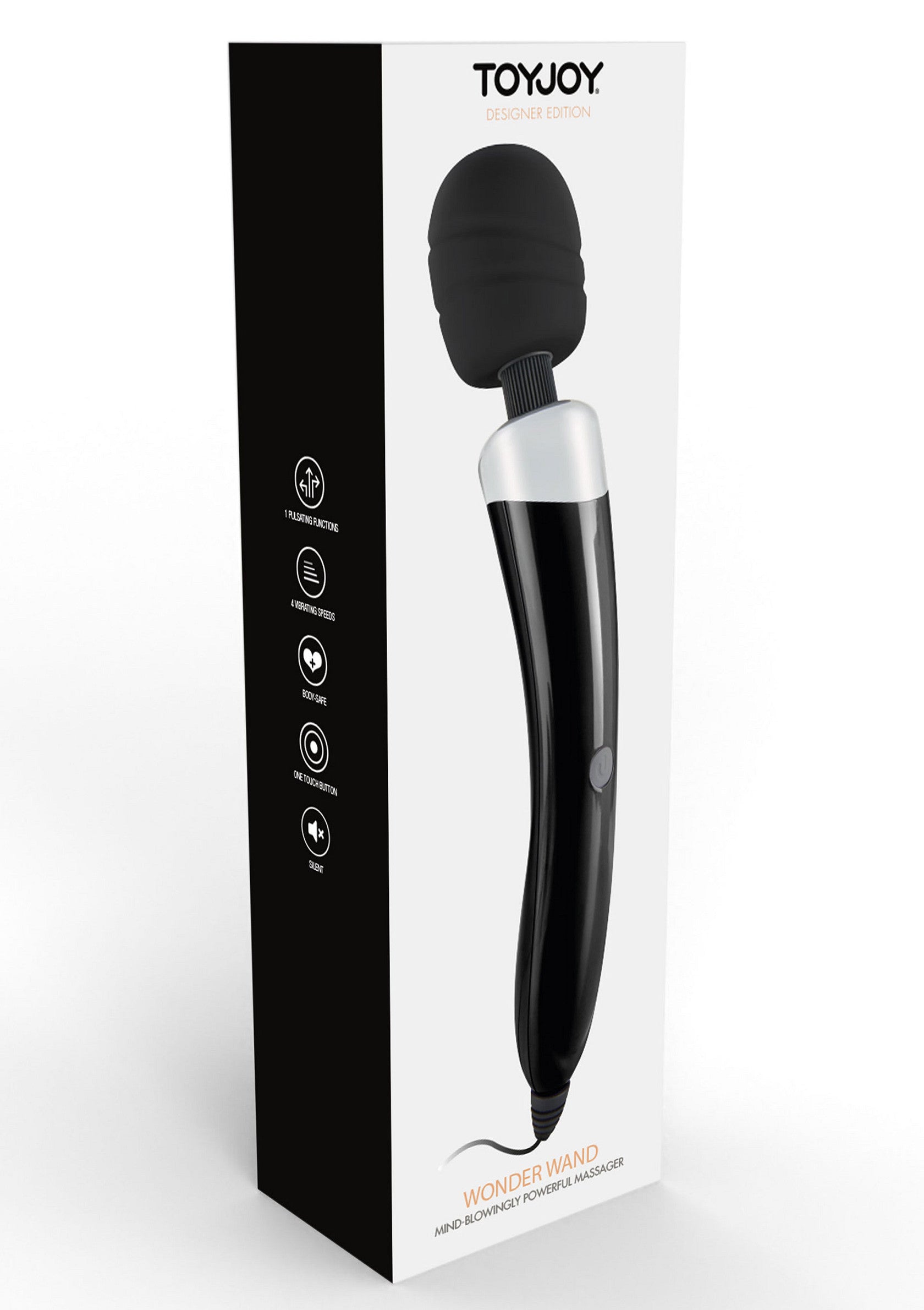 ToyJoy Wonder Wand, masseur rechargeable puissant. Détendez-vous avec ce masseur de qualité supérieure.; ToyJoy Wonder Wand, oplaadbare, krachtige stimulator. Ontspan met deze hoogwaardige massager.; ToyJoy Wonder Wand, rechargeable powerful massager. Relax with this high-quality massager.