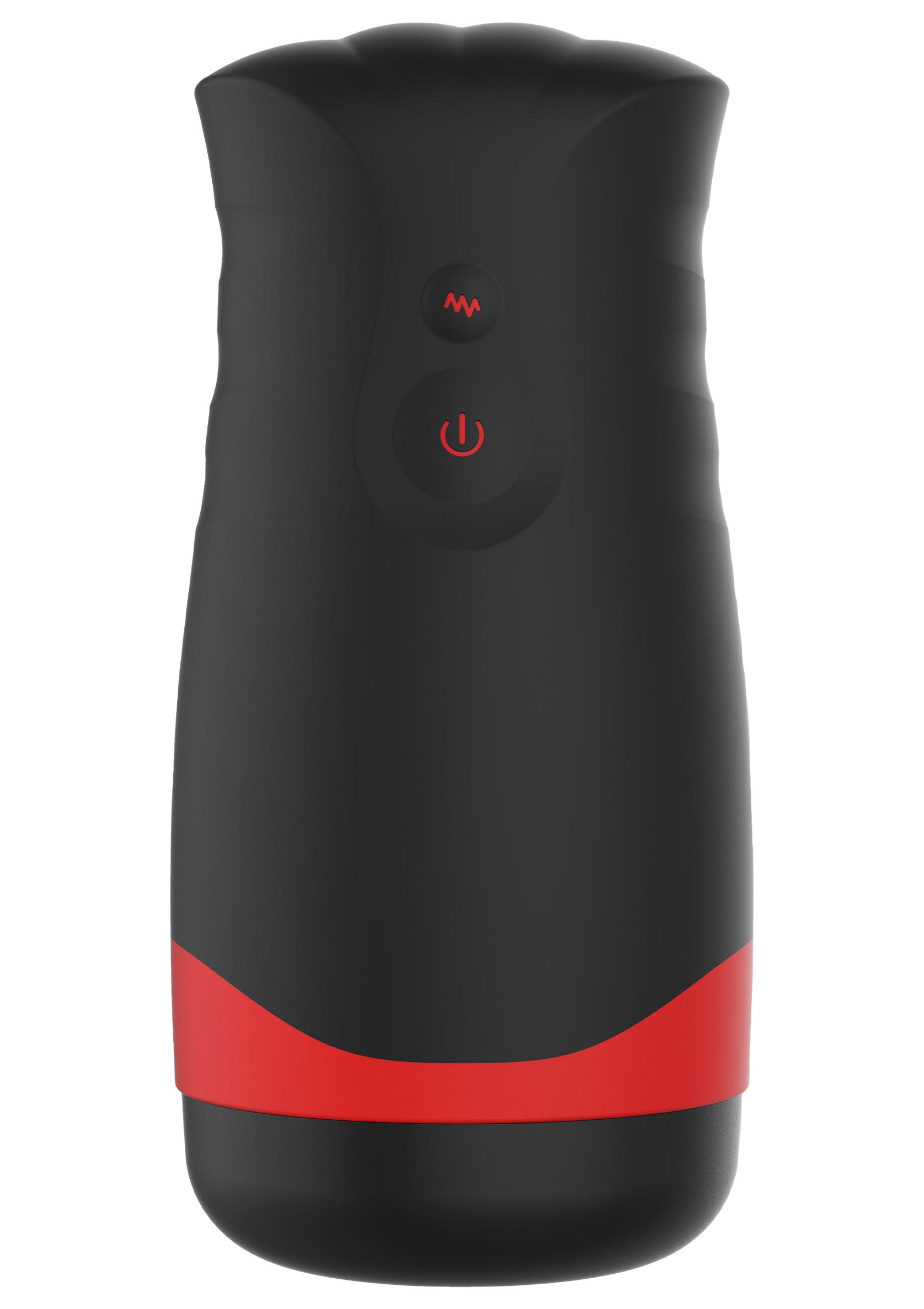 Manchon masturbateur noir et rouge avec commandes, pour une expérience sensorielle unique.; Zwart en rode masturbatorhuls met bediening, voor een unieke zintuiglijke ervaring.; Black and red masturbator sleeve with controls, for a unique sensory experience.