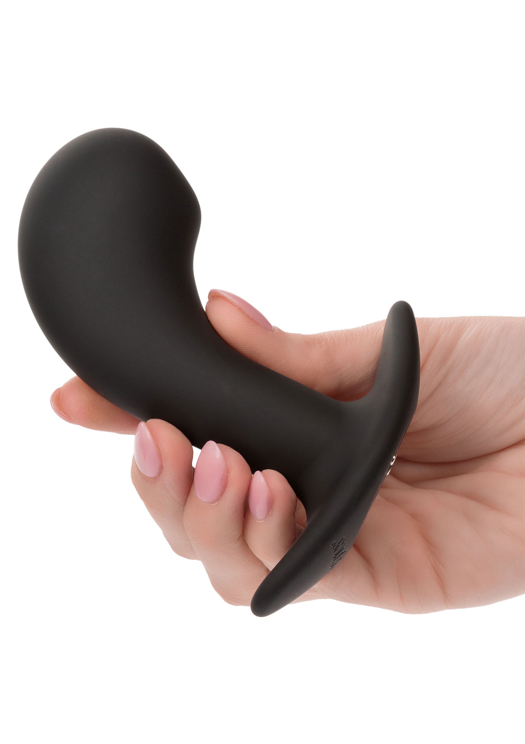 Plug anal noir lisse, pour une exploration douce et confortable.; Zachte, zwarte anale plug voor comfortabele en plezierige stimulatie.; Smooth black anal plug for comfortable and pleasurable exploration.