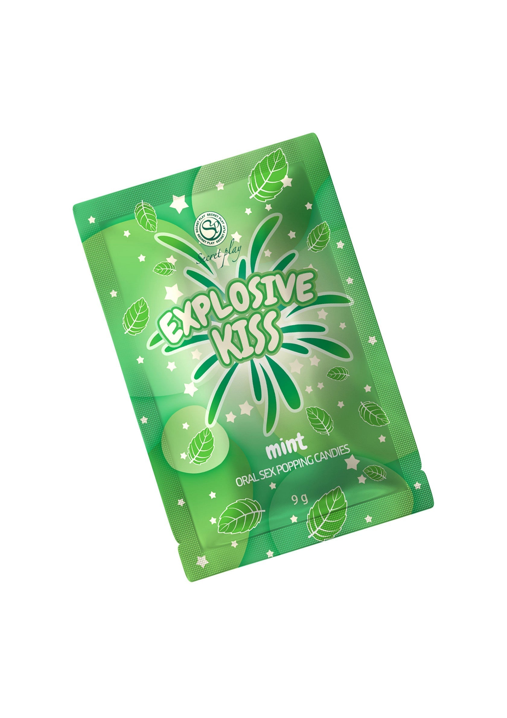 Explosive Kiss Mint: Bonbons pétillants pour le sexe oral. Goût menthe rafraîchissant et sensation explosive! 9g.; Explosive Kiss Mint: Knetterende snoepjes voor orale seks. Verfrissende muntsmaak en een explosief gevoel! 9g.; Explosive Kiss Mint: Popping candies for oral sex. Refreshing mint flavor and an explosive sensation! 9g.