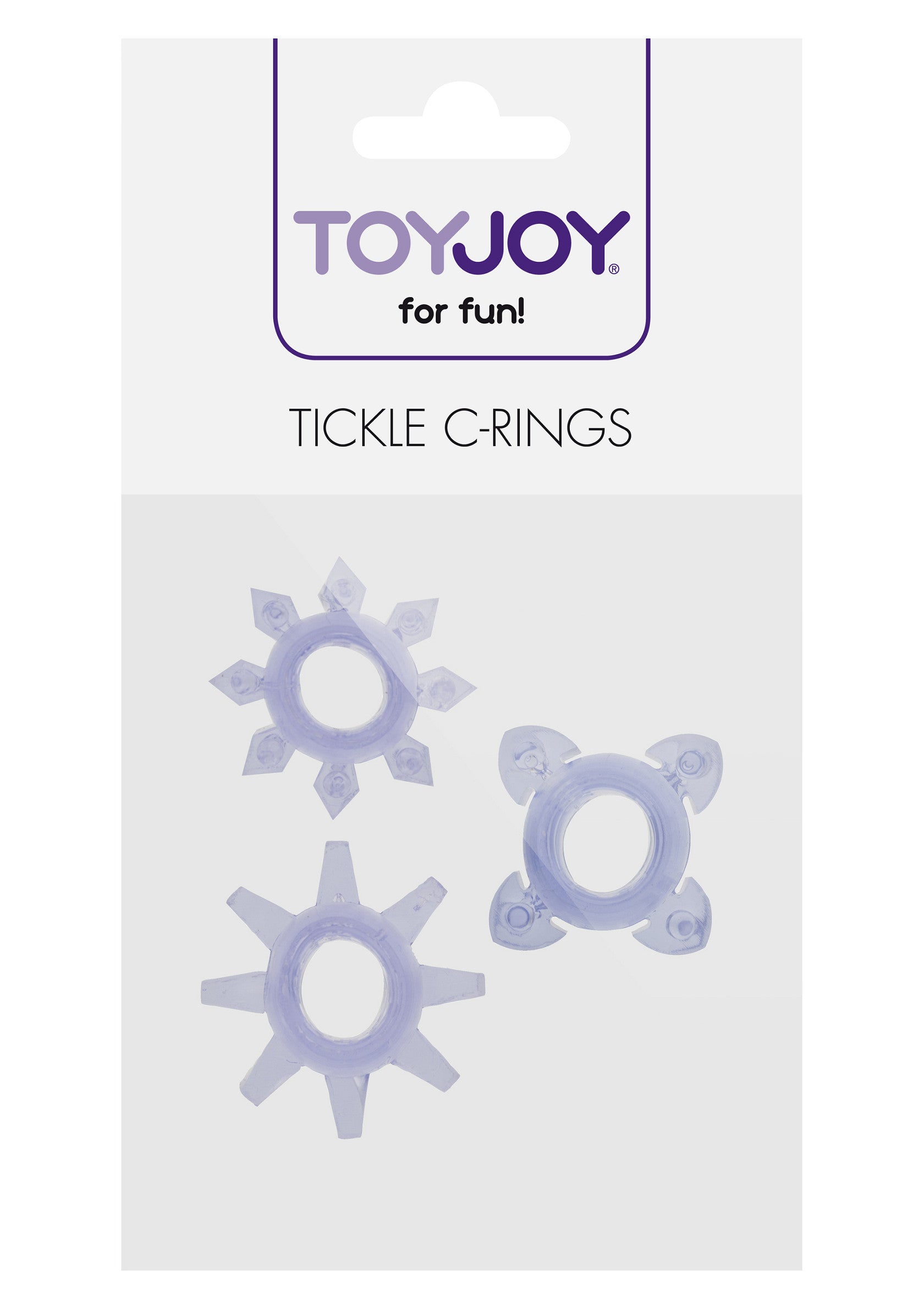Anneaux péniens ToyJoy Tickle C-Rings pour plus de plaisir!; ToyJoy Tickle C-Rings penisringen voor extra plezier!; ToyJoy Tickle C-Rings penis rings for extra fun!