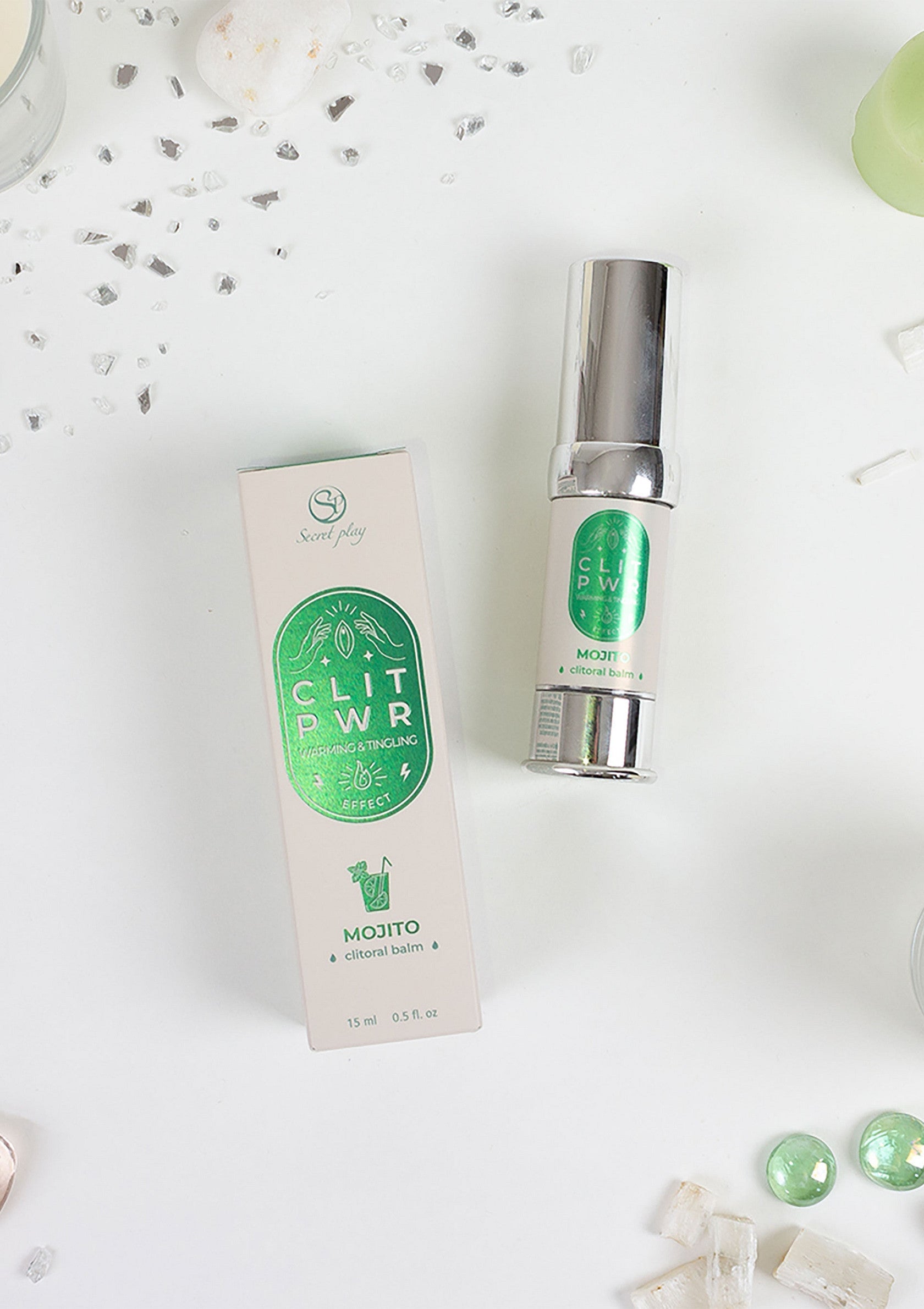 Clit Pwr Mojito, un baume à cocktail pétillant pour une expérience intense et rafraîchissante. Achetez maintenant !; Clit Pwr Mojito, een tintelfrisse cocktailbalsem voor een intense, verkwikkende ervaring. Koop nu!; Clit Pwr Mojito, a sparkling cocktail balm for an intense & refreshing experience. Shop now!