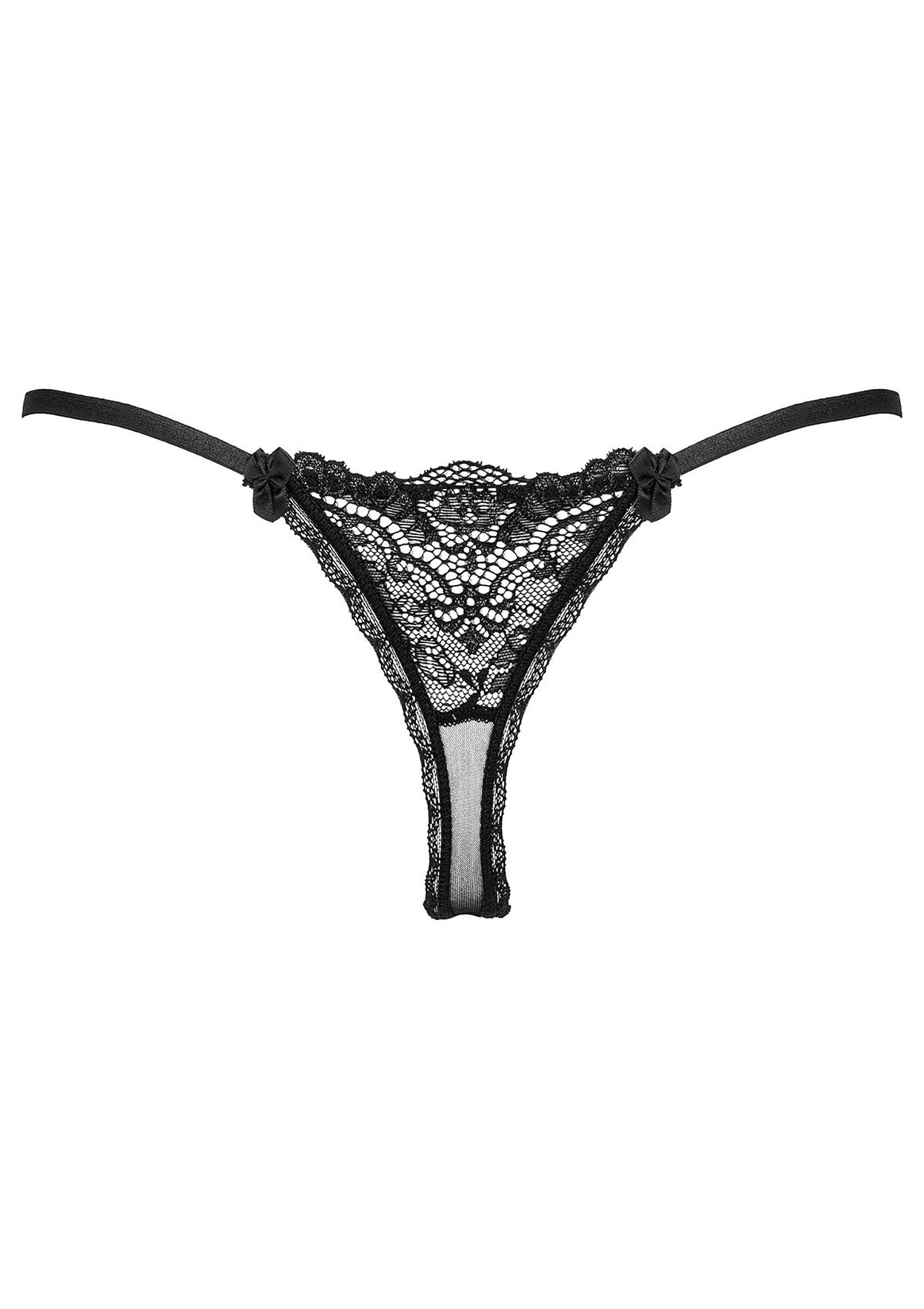String en dentelle noire délicate et fleurs décoratives, parfait pour une touche de séduction discrète.; Zwarte string van delicaat kant met decoratieve bloemen, perfect voor een subtiele touch van verleiding.; Black lace thong with delicate lace and decorative flowers, perfect for a subtle touch of seduction.