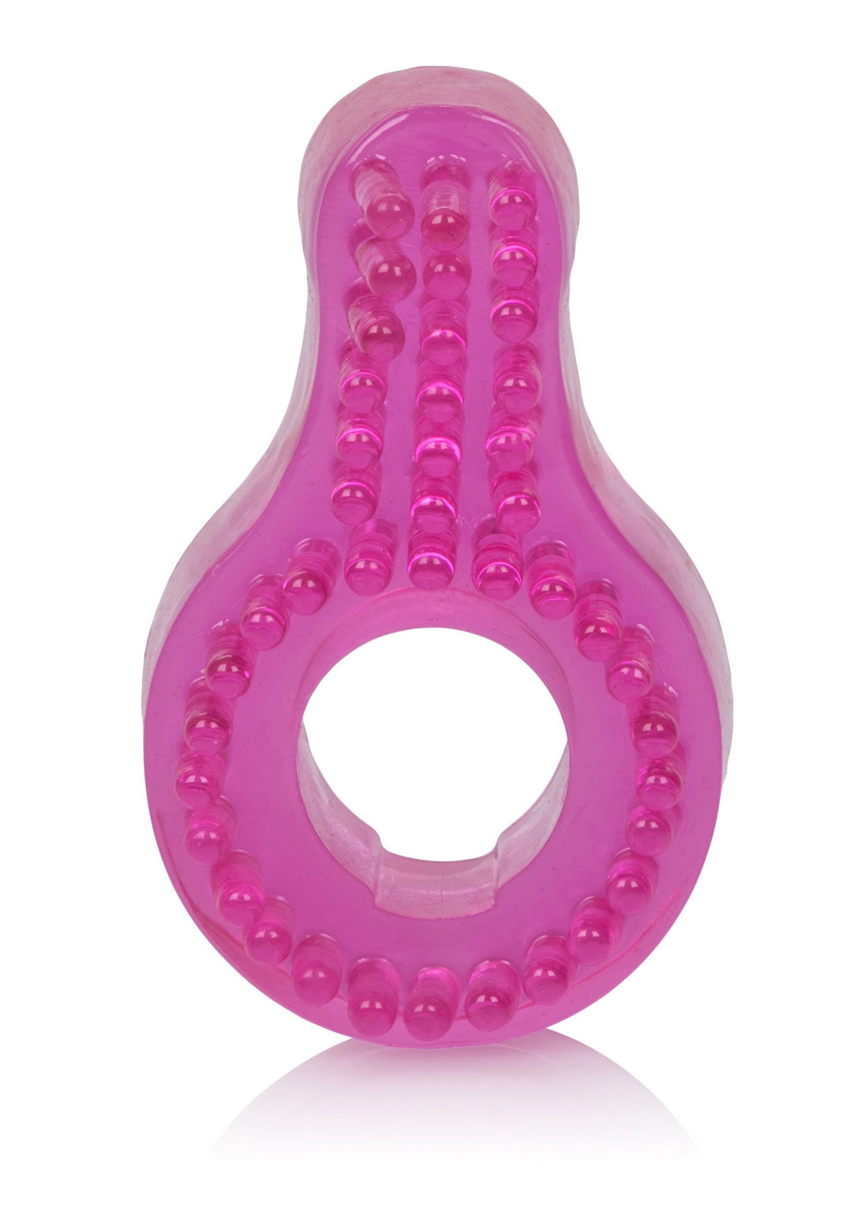 Anneau pénien texturé rose pour plus de plaisir.; Roze getextureerde penisring voor extra plezier.; Pink textured cock ring for extra pleasure.