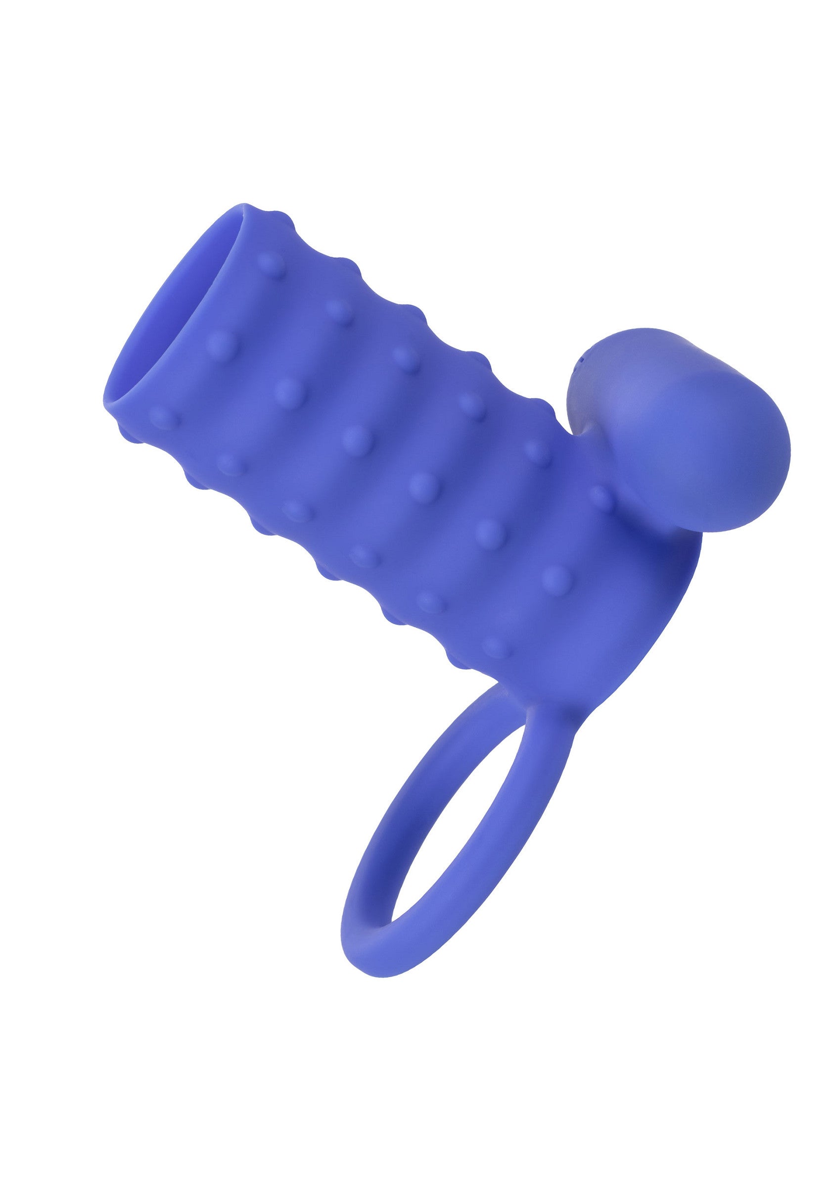 Anneau pénien texturé bleu pour plus de plaisir.; Blauwe getextureerde penisring voor meer plezier.; Blue textured cock ring for added pleasure.