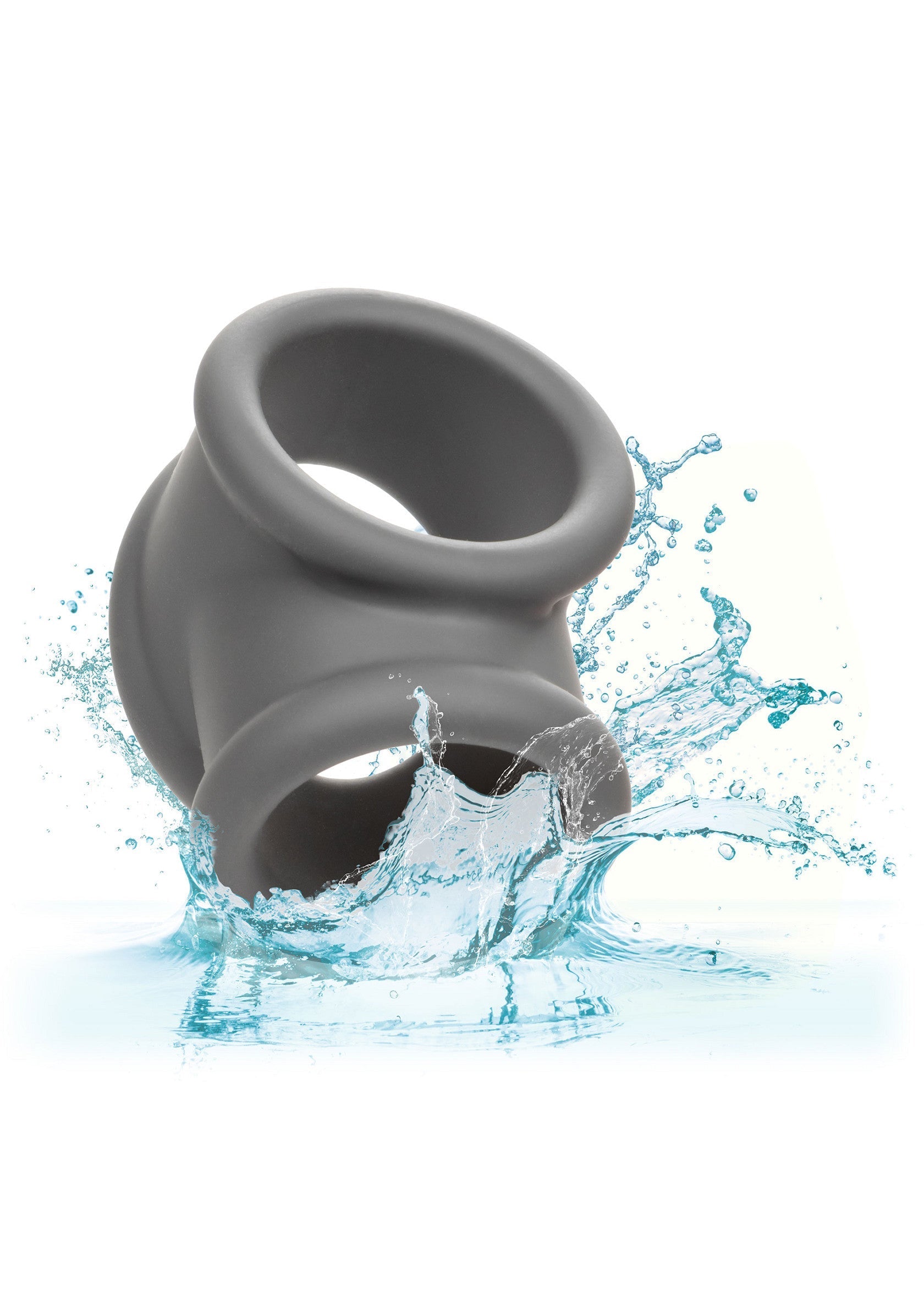 Anneau pénien gris avec éclaboussures d'eau pour plus de plaisir.; Grijze penisring met waterspetters voor extra plezier.; Gray cock ring with water splashes for added pleasure.
