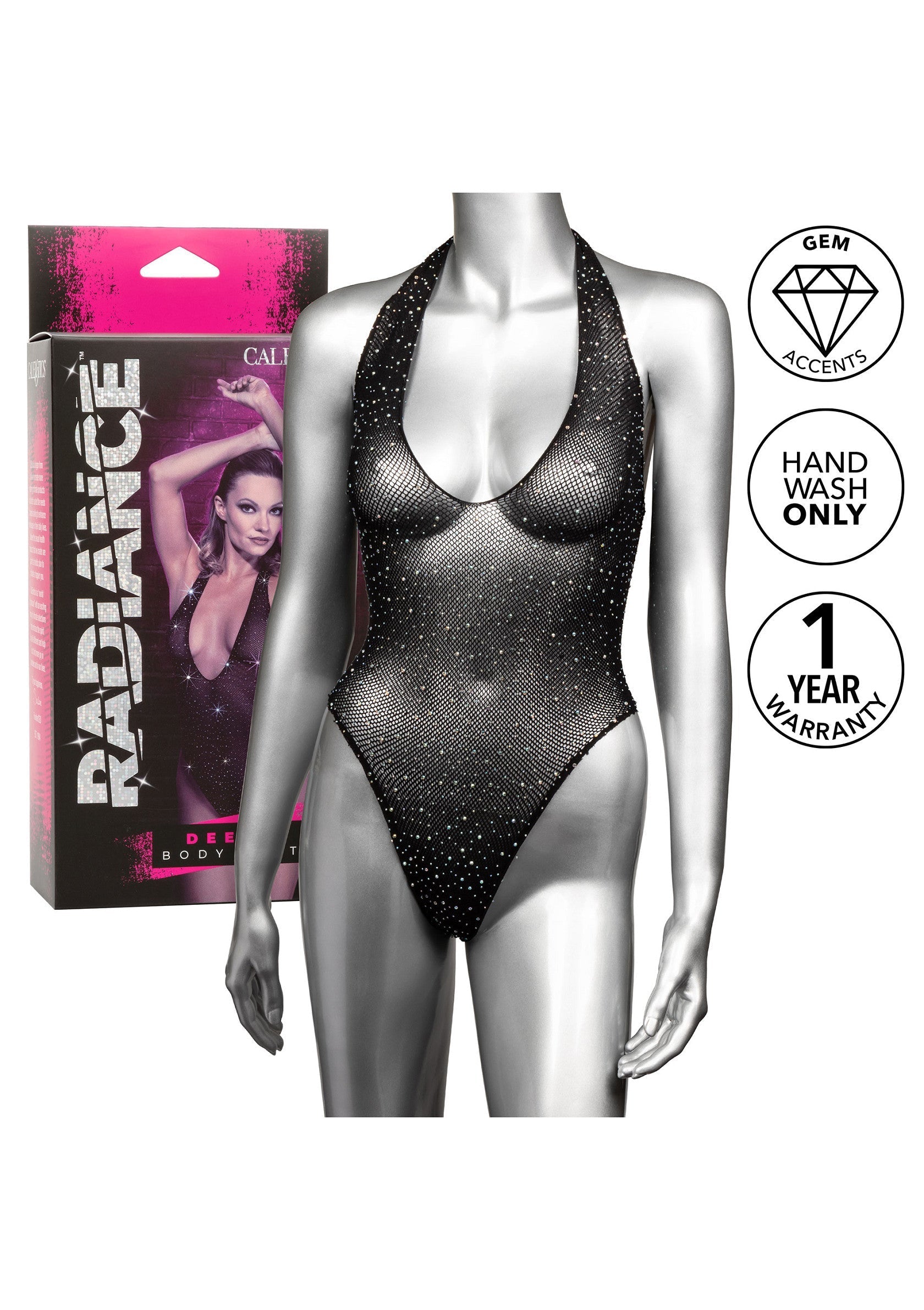 Body noir scintillant avec dos nu et pierres précieuses. Sexy et élégant.; Zwarte glitterbody met open rug en edelstenen. Sexy en elegant.; Sparkly black bodysuit with open back and gemstones. Sexy and elegant.