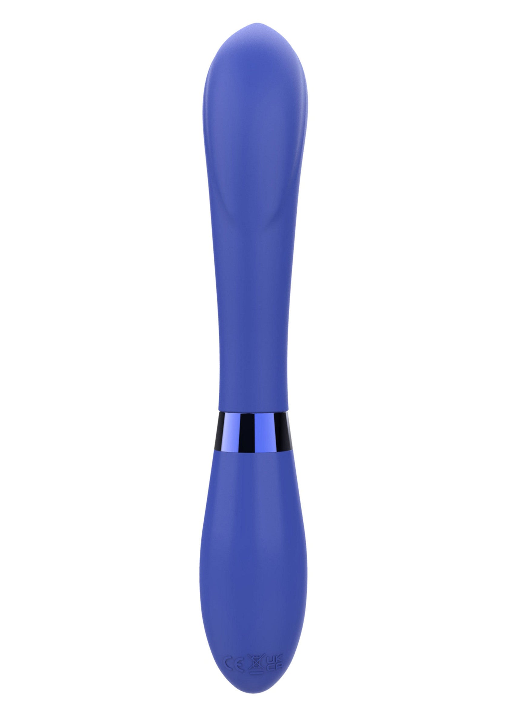 Vibromasseur bleu pour le plaisir solo et partagé.; Blauwe vibrator voor solo en gedeeld plezier.; Blue vibrator for solo and shared pleasure.