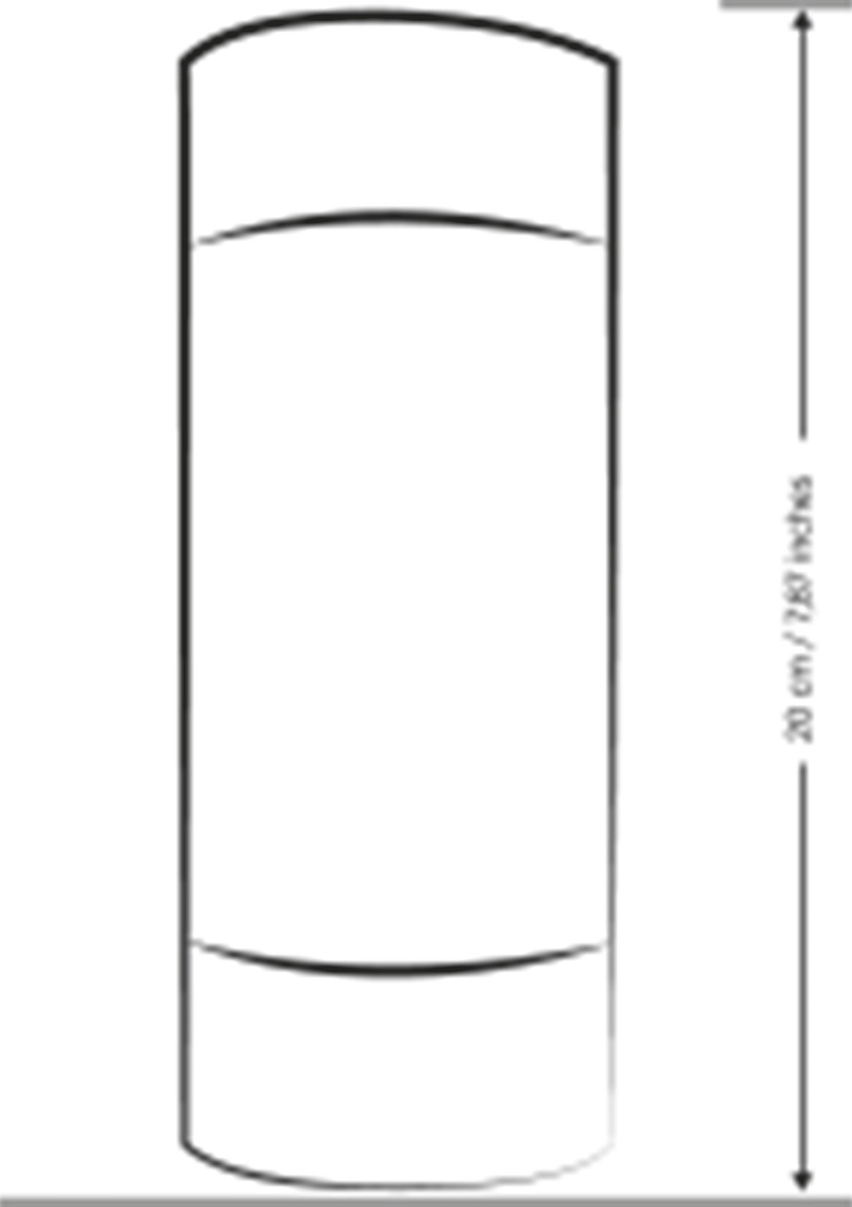 Schéma technique d'un pot cylindrique : 20cm de haut. Parfait pour vos plantes ou objets décoratifs.; Technische tekening van een cilindervormige pot: 20 cm hoog. Perfect voor planten of decoratie.; Technical drawing of a cylindrical pot: 20cm high. Perfect for your plants or decorative items.