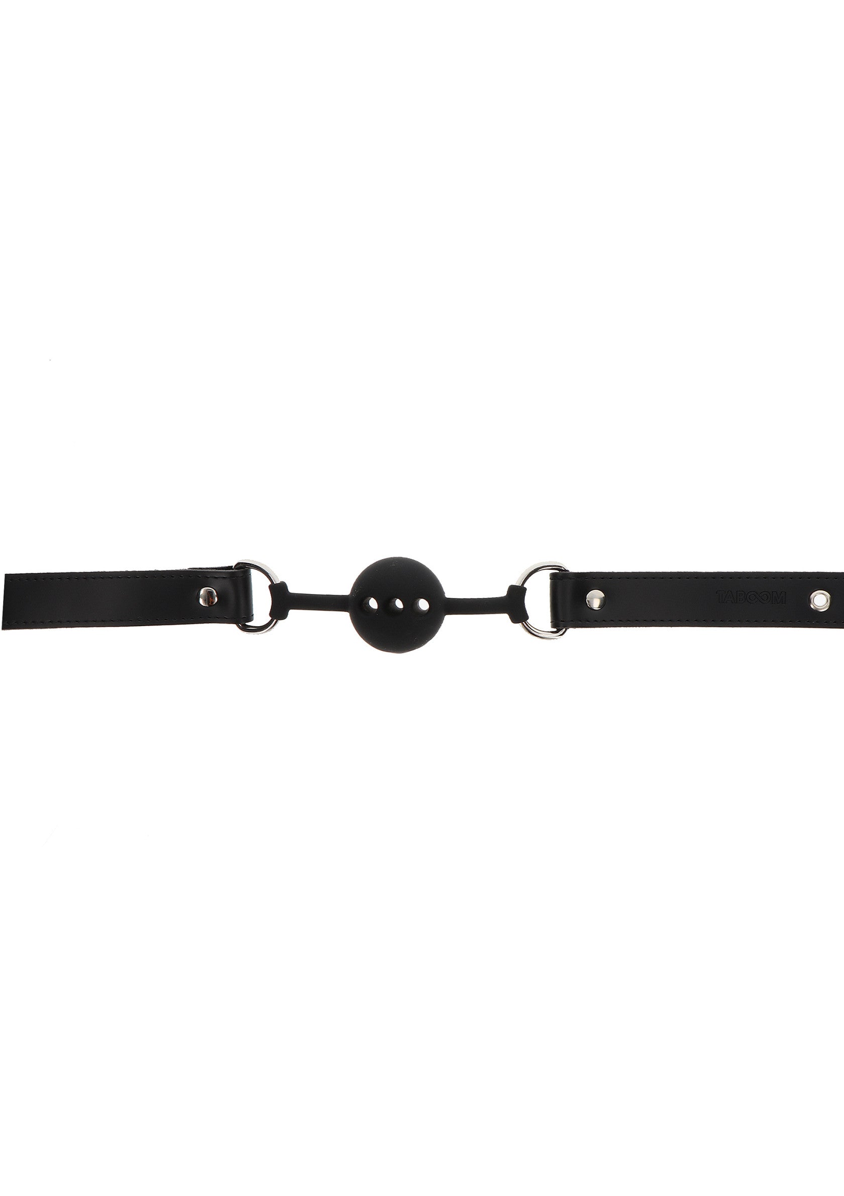 Bâillon à bille noir pour jeux coquins. Accessoire de soumission pour adultes.; Zwarte balgag voor ondeugende spelletjes. Onderdanige accessoire voor volwassenen.; Black ball gag for kinky games. Submission accessory for adults.