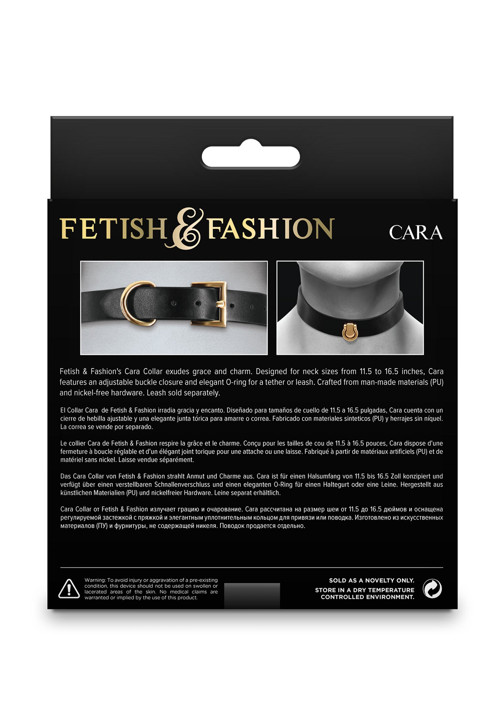 Collier Cara de Fetish & Fashion. Élégant collier pour le cou avec boucle réglable et anneau en O. Accessoire de mode pour adultes.; Fetish & Fashion Cara halsband. Elegante halsband met verstelbare gesp en O-ring. Modeaccessoire voor volwassenen.; Fetish & Fashion Cara collar. Elegant neck collar with adjustable buckle and O-ring. Adult fashion accessory.