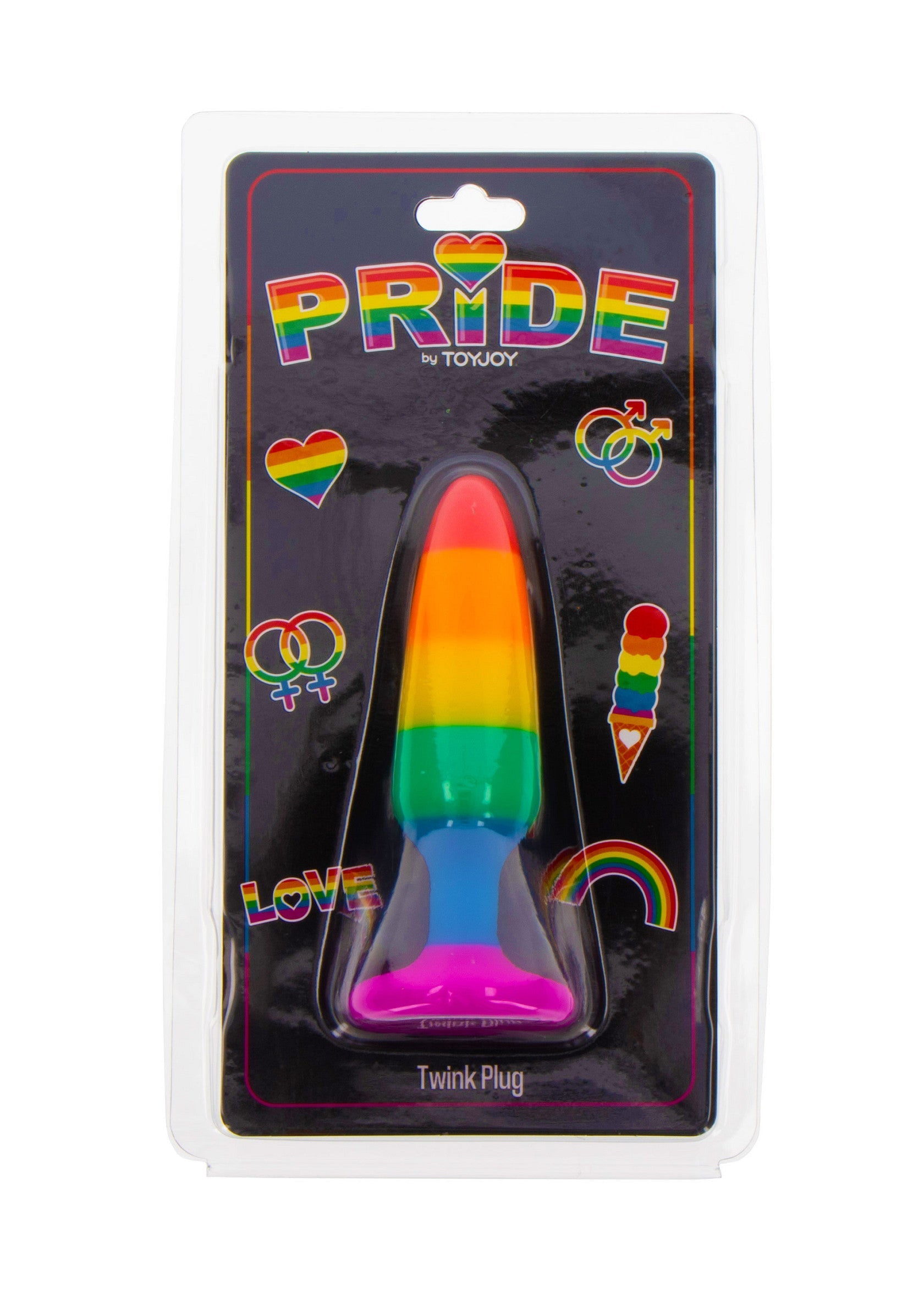 Plug anal Pride Twink par ToyJoy, couleurs arc-en-ciel. Exprimez votre fierté avec style! Jouet pour adultes. ; Pride Twink Plug van ToyJoy, regenboogkleuren. Toon je trots in stijl! Volwassenenspeeltje. ; Pride Twink Plug by ToyJoy, rainbow colors. Show your pride in style! Adult toy.