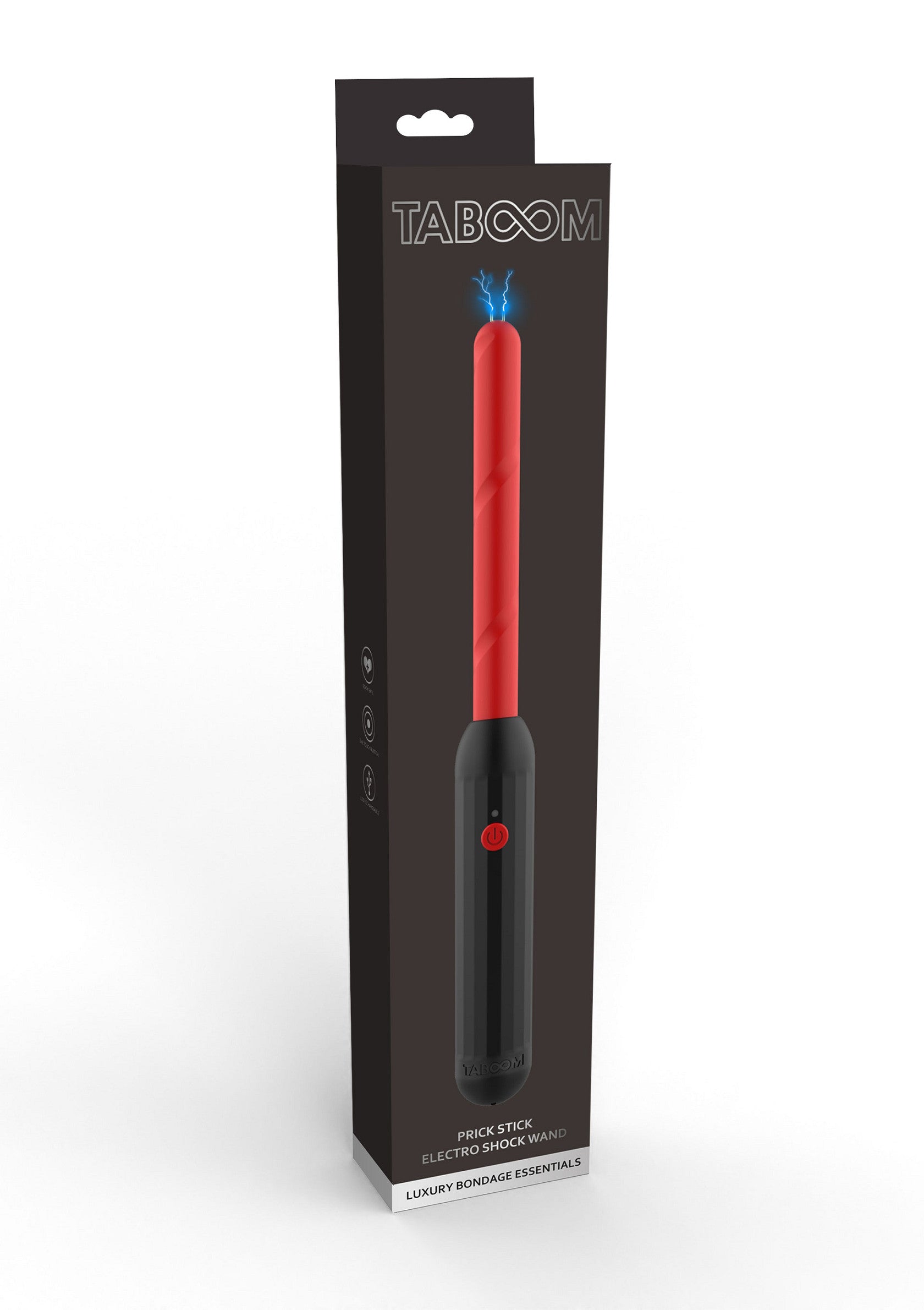 Baguette de choc Taboom 'Prick Stick' pour une expérience de bondage luxueuse. Découvrez des sensations électrisantes!; Taboom 'Prick Stick' shock wand voor een luxueuze bondage ervaring. Ontdek opwindende sensaties!; Taboom 'Prick Stick' shock wand for a luxury bondage experience. Discover electrifying sensations!