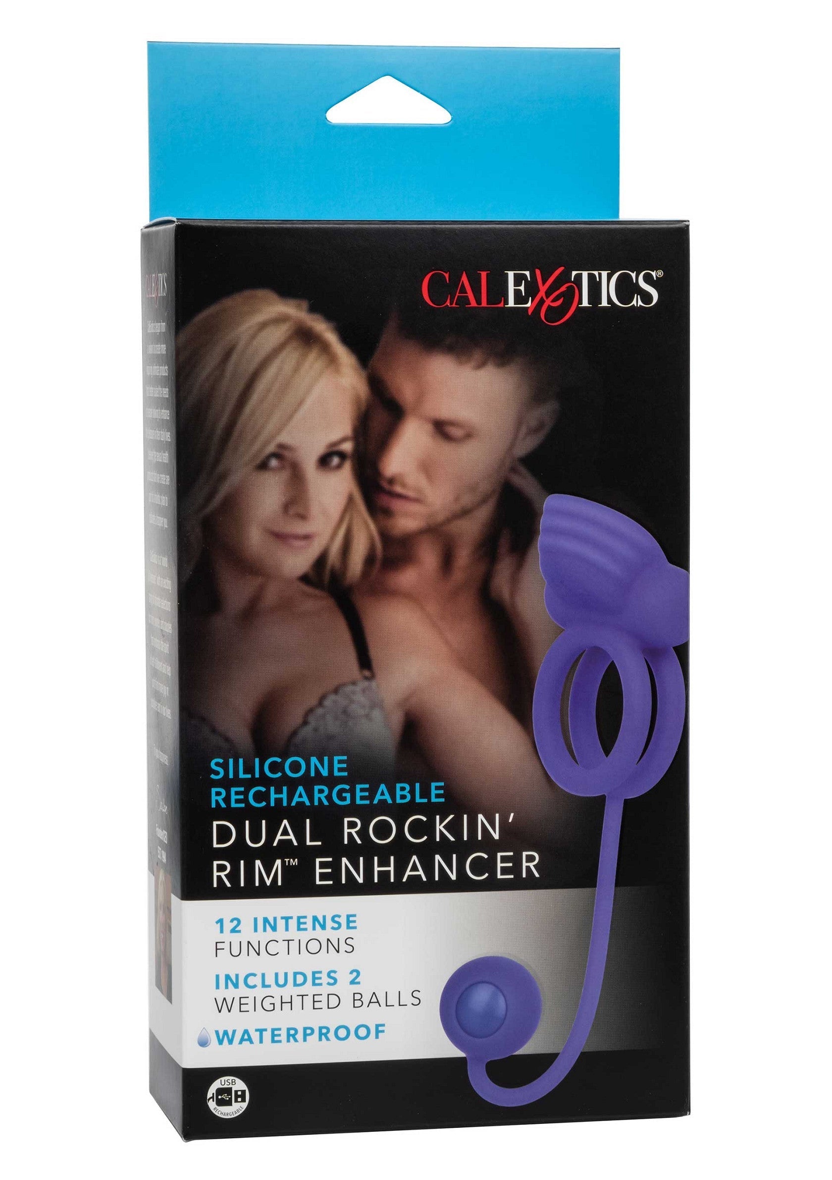 Améliorez le plaisir avec le CalExotics Dual Rockin' Rim Enhancer. Silicone rechargeable, 12 fonctions, étanche. Explorez dès maintenant!; Verhoog het plezier met de CalExotics Dual Rockin' Rim Enhancer. Oplaadbare siliconen, 12 functies, waterdicht. Verken nu!; Enhance pleasure with the CalExotics Dual Rockin' Rim Enhancer. Rechargeable silicone, 12 functions, waterproof. Explore now!