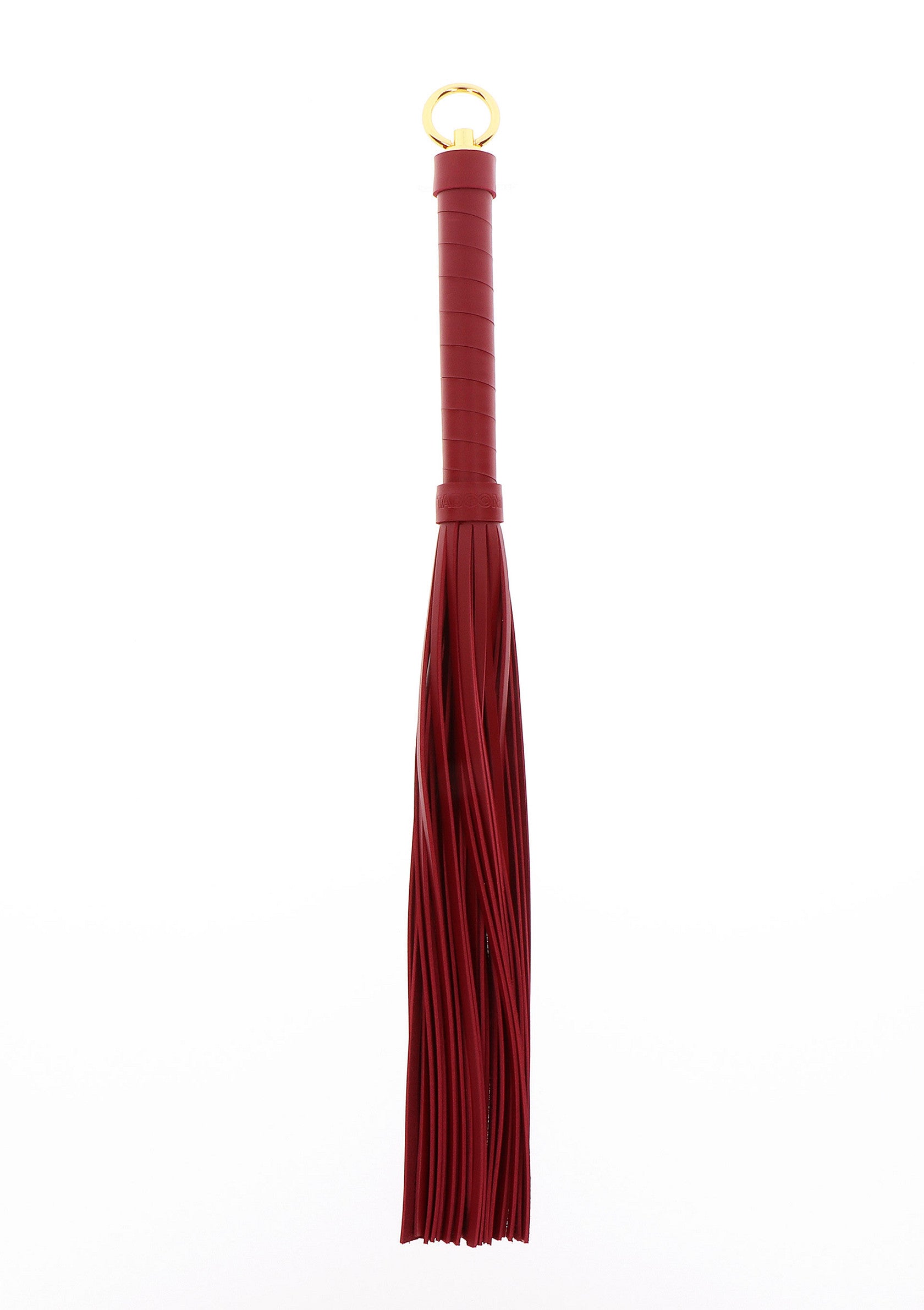 Cravache rouge élégante avec poignée dorée, parfaite pour les jeux de rôle et le plaisir. Explorez votre côté sauvage!; Elegante rode zweep met gouden handvat, perfect voor rollenspellen en plezier. Verken je wilde kant!; Elegant red flogger with gold handle, perfect for roleplay and pleasure. Explore your wild side!