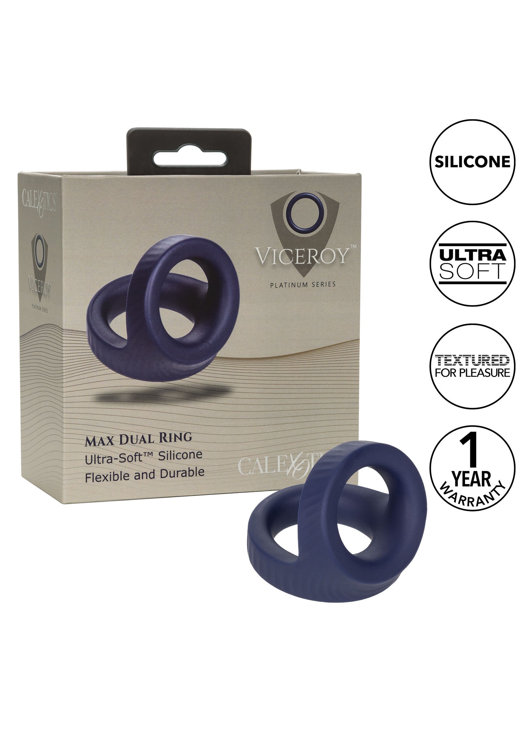Anneau pénien double Viceroy en silicone ultra-doux, flexible et durable.; Viceroy dubbele penisring van ultra-zachte siliconen, flexibel en duurzaam.; Viceroy dual cock ring made of ultra-soft silicone, flexible and durable.