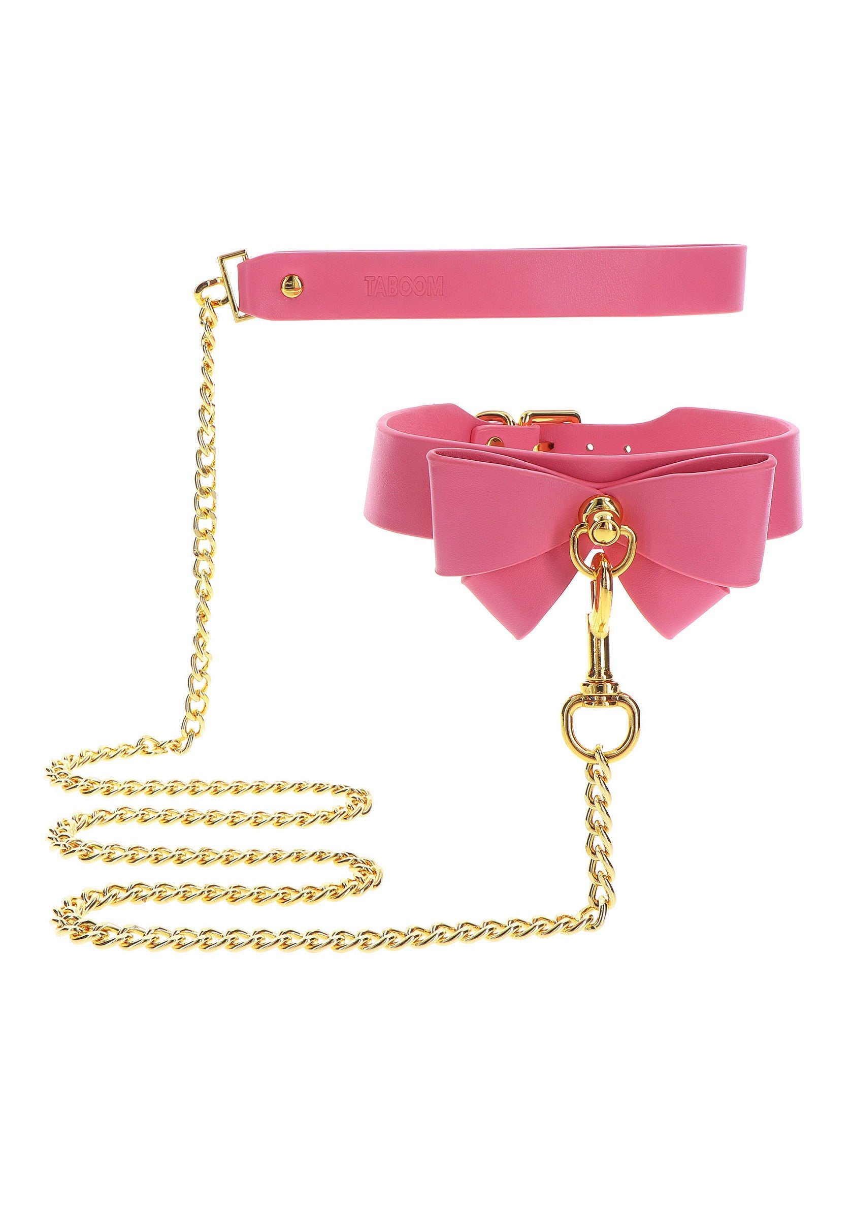 Collier et laisse rose avec nœud, accessoires élégants pour animaux.; Roze halsband en riem met strik, elegante accessoires voor huisdieren.; Pink collar and leash set with bow, stylish pet accessories.