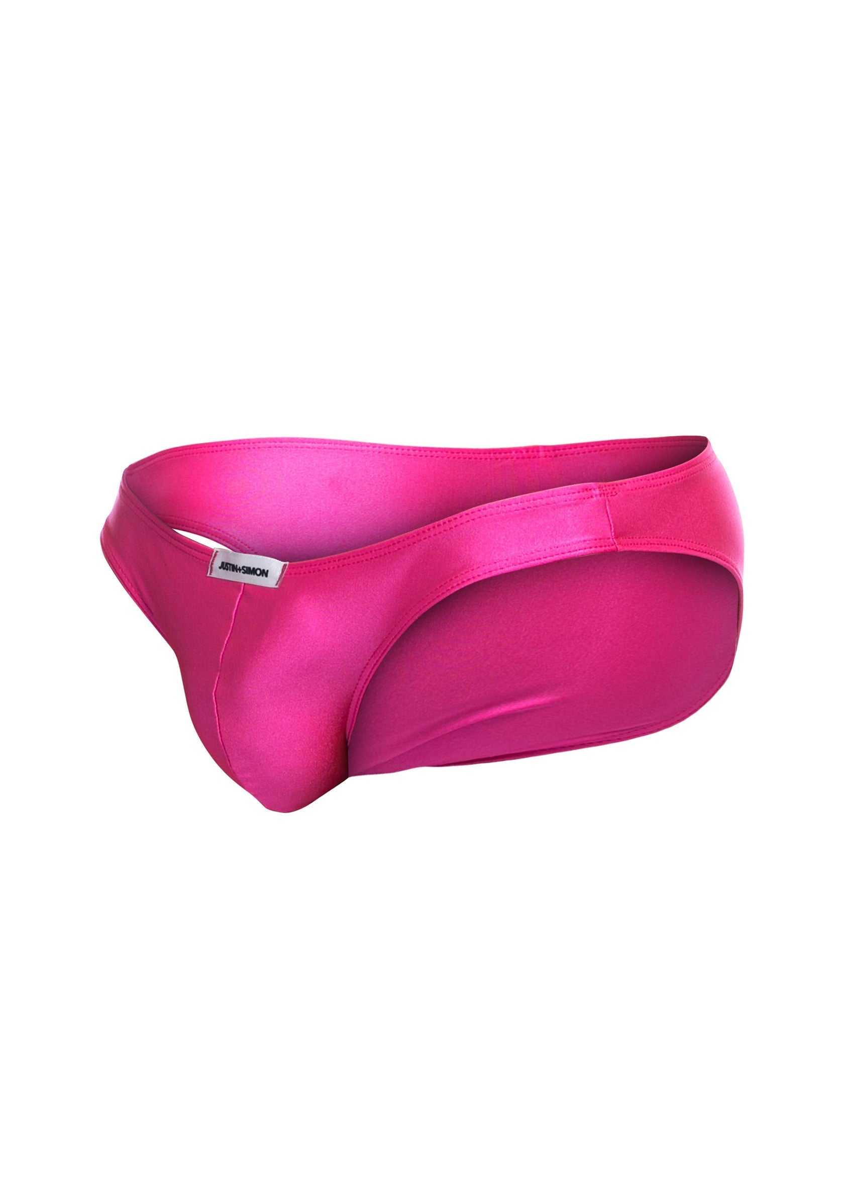 Slip de bain rose vif pour homme, coupe sportive et confortable.; Felle roze heren slip, sportieve en comfortabele pasvorm.; Bright pink men's briefs, sporty and comfortable fit.